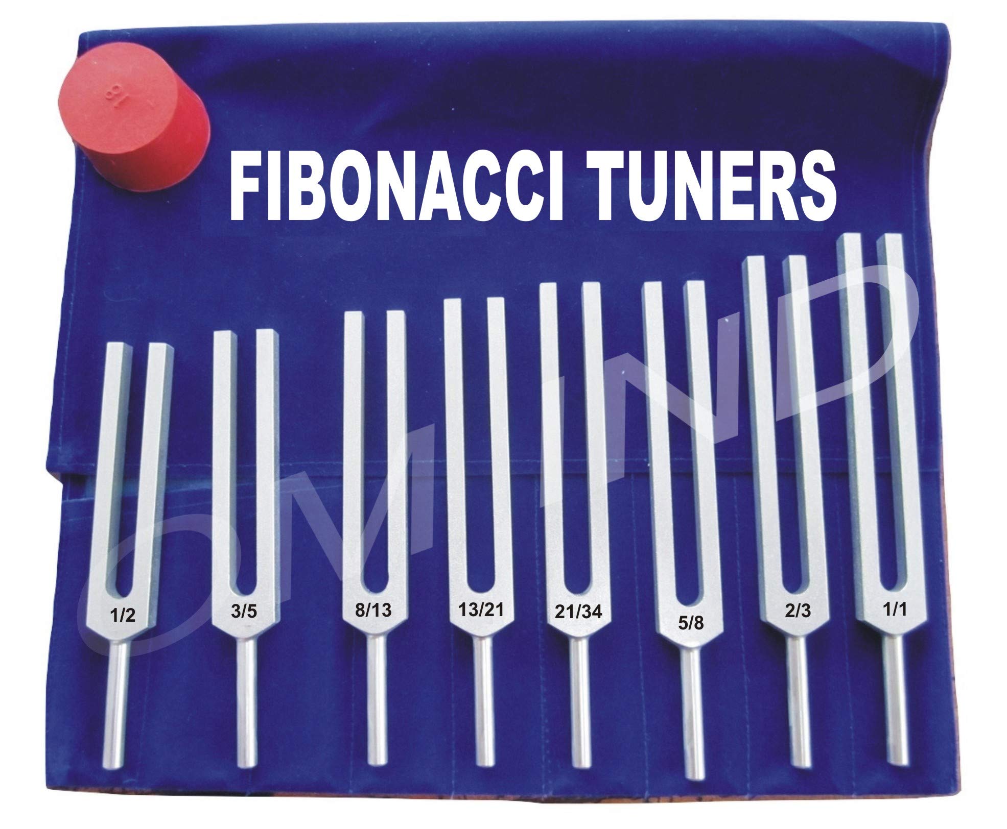 8-Piece Fibonacci Tuning Fork Set with Activator & Storage Pouch - Professional Sound Healing Therapy Tools for Meditation, Chakra Balancing & Energy Work