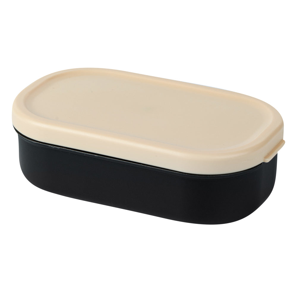 Bento Tek 3 oz Black Buddha Box Snack & Sauce Containers with Beige Lid - 4 Pack (3.75