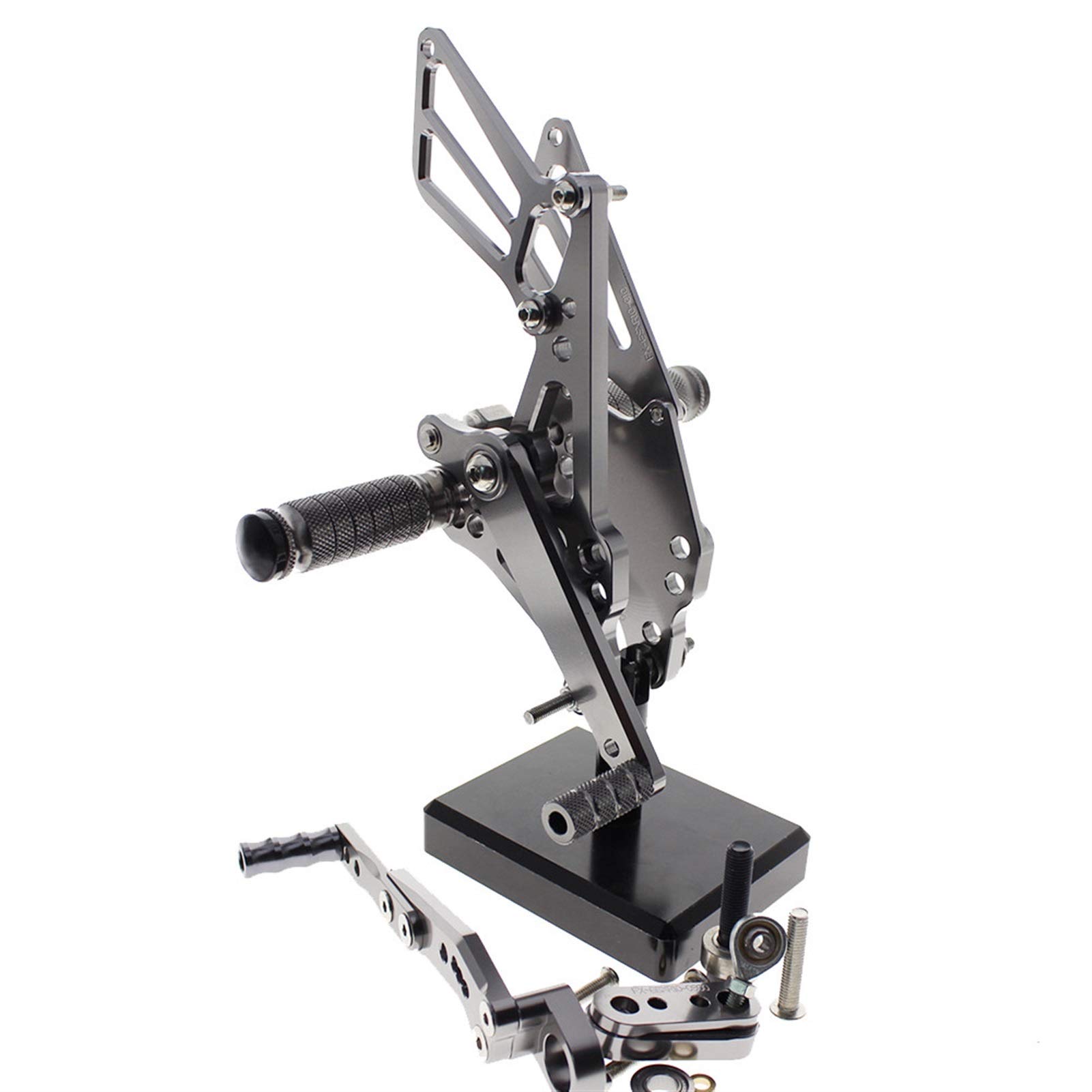 Suzuki GSXR600 GSXR750 2011-2015 Adjustable CNC Motorcycle Foot Pegs Rearsets - Titanium Color - Perfect for Track Racing & Street Riding