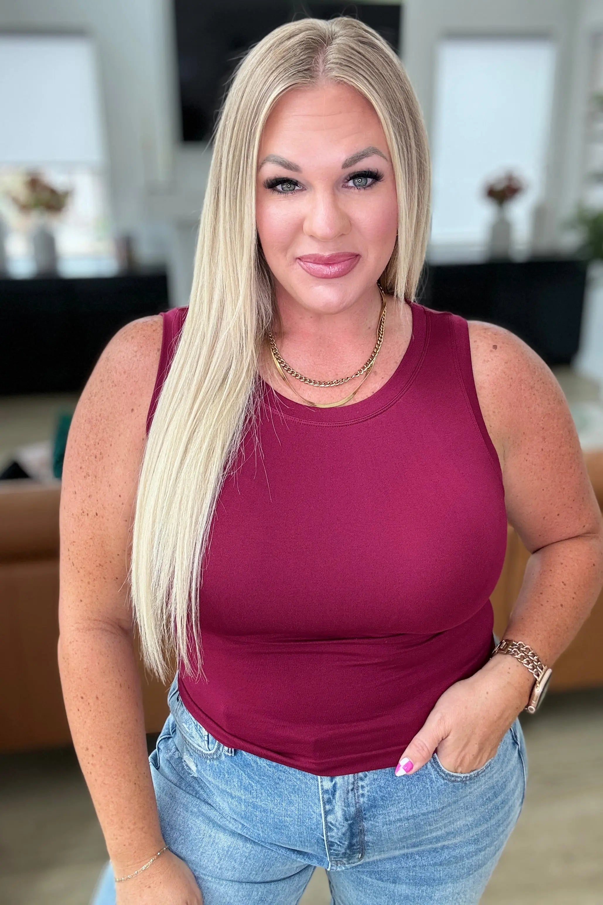 Gimmie! Gimmie! Gimmie! Women's Cabernet Longline Tank Top - Slim Fit Casual Layering Piece for Summer Outfits & Beach Cover-Ups