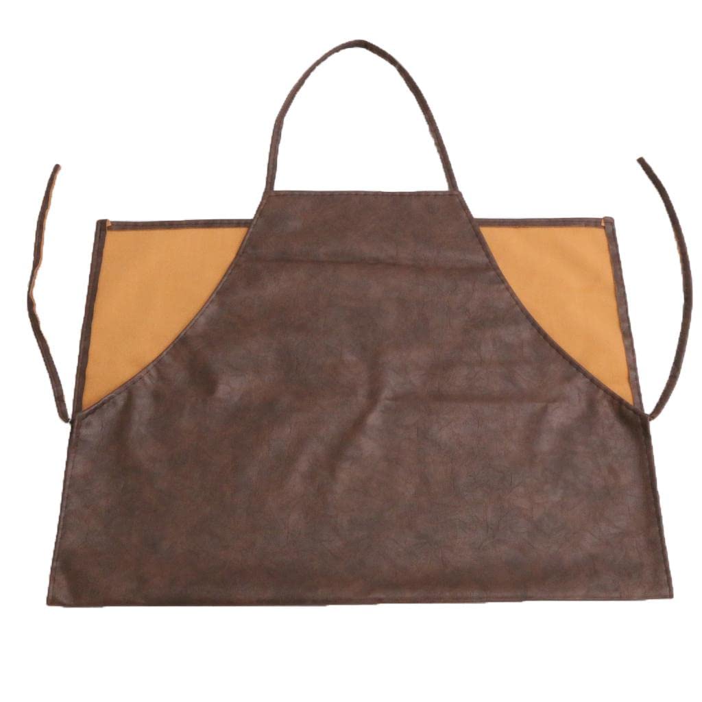 CALANDIS® Waterproof PU Apron for Cooking, Baking & Lab Work - Heavy Duty Kitchen Apron Dress for Home & Professional Use - Brown (Ideal for Chefs, BBQ, Gardening & Science Experiments)