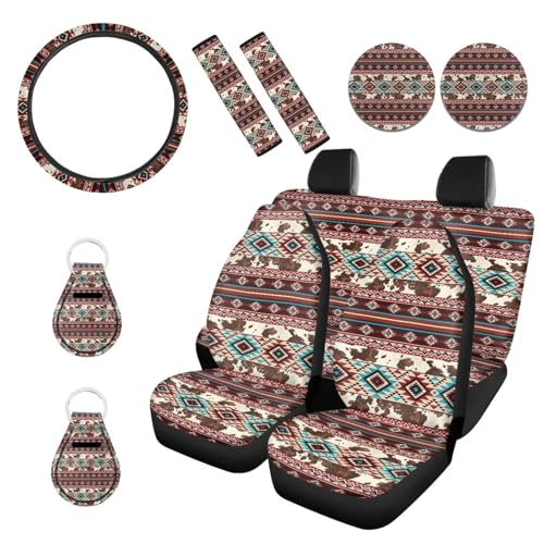 Aztec Brown Cow Print Red