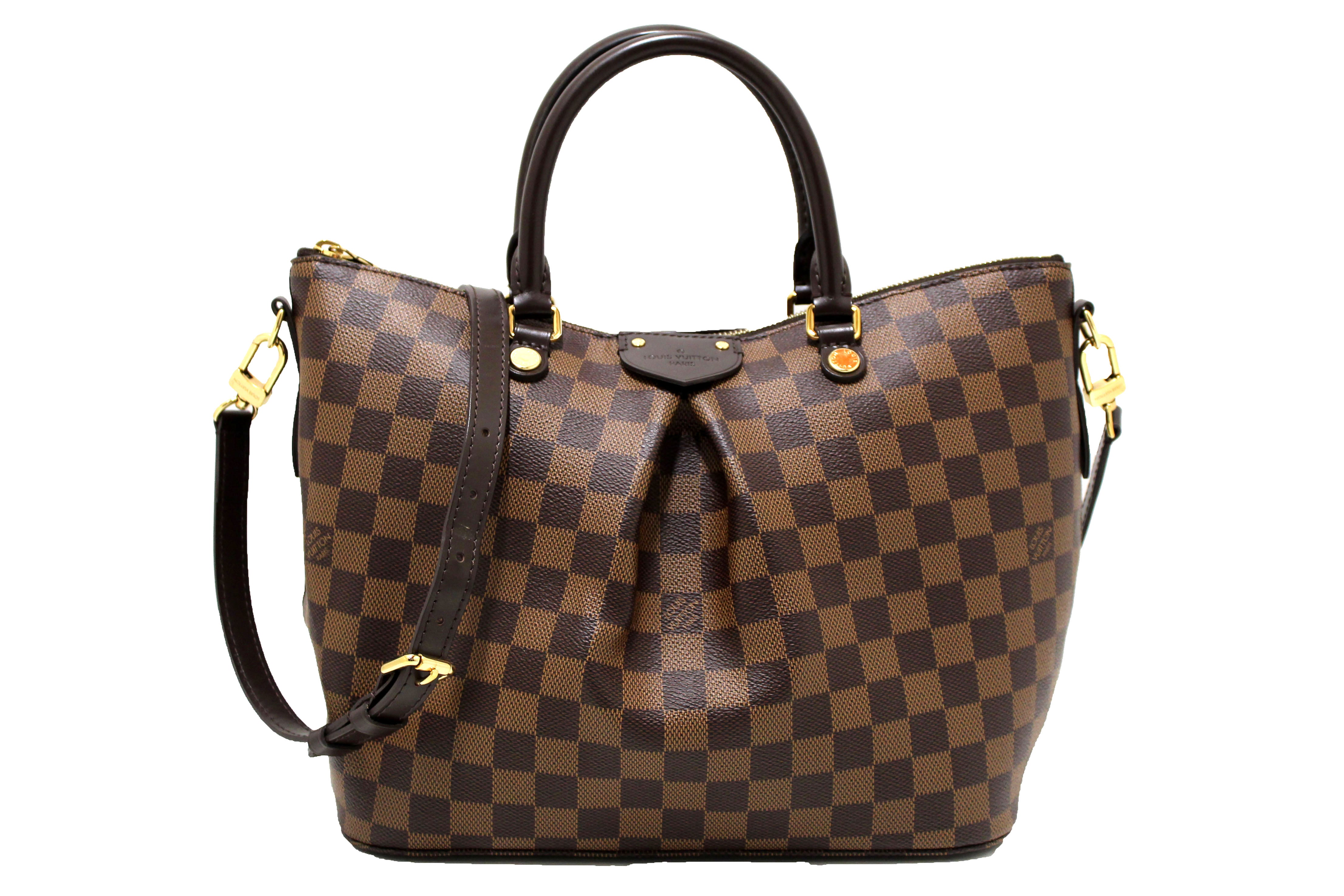 Authentic Louis Vuitton Damier Ebene Canvas Siena MM Handbag for Women - Luxury Designer Tote Bag with Shoulder Strap - Perfect for Work, Travel & Everyday Use