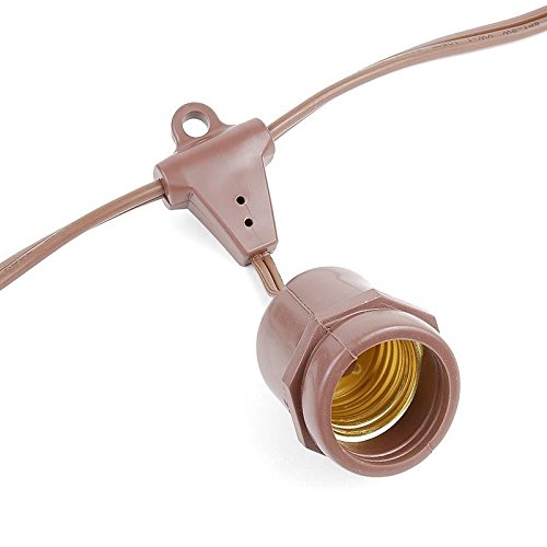37.5 Foot S14 Edison Outdoor String Lights - Commercial Grade, Waterproof, Vintage Style - Perfect for Backyard, Garden, Gazebo, Cafe, Market & Patio Decor - Durable Brown Wire for Hanging & Suspended Lighting