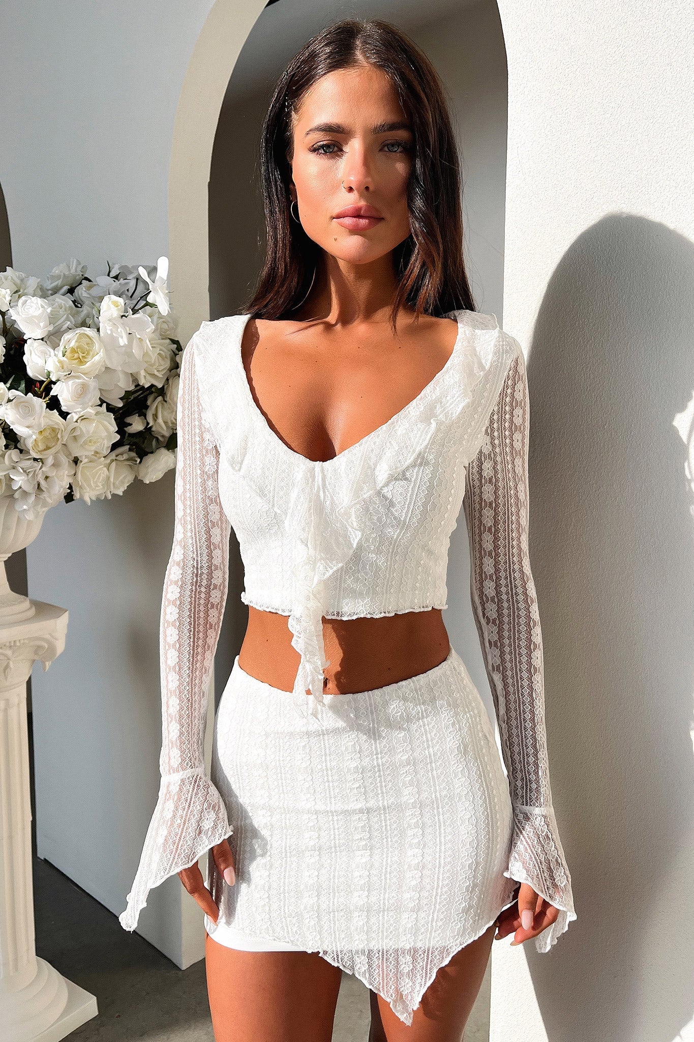 Aperol White Skirt for Women - Summer Casual Flowy Midi Skirt - Perfect for Beach, Vacation, and Outdoor Parties