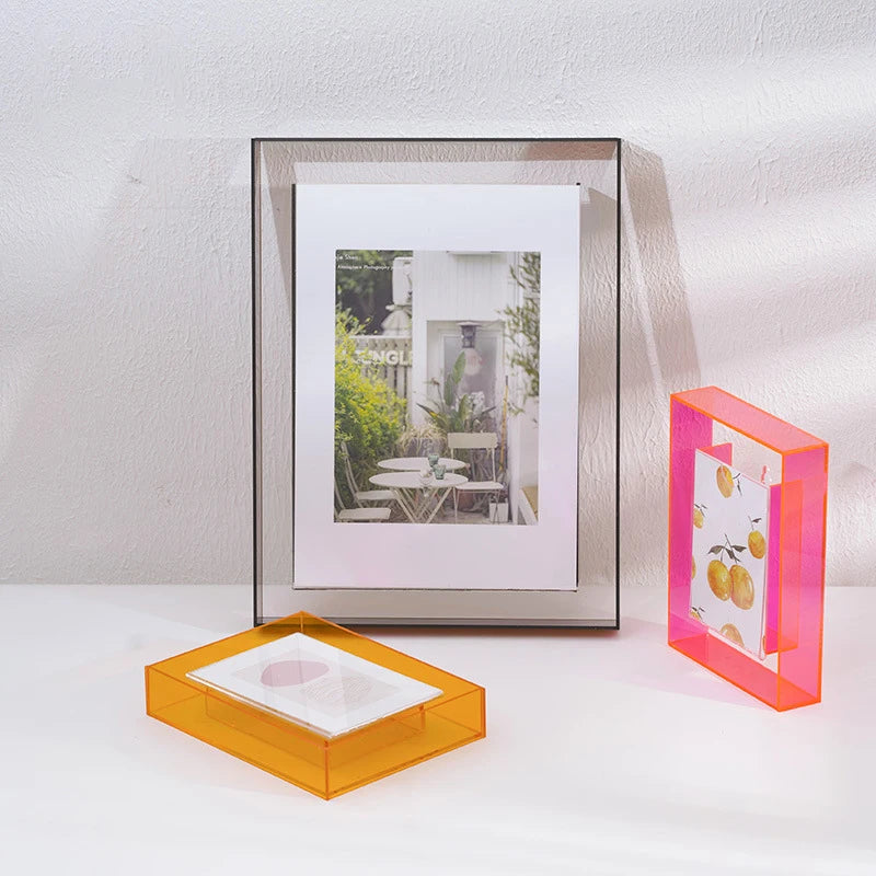 Neon Dreams Acrylic Picture Frame - Modern LED Photo Display for Wall Decor, Bedroom, Living Room & Office - Shatter-Resistant Clear Plastic Frame for 4x6, 5x7, 8x10 Photos