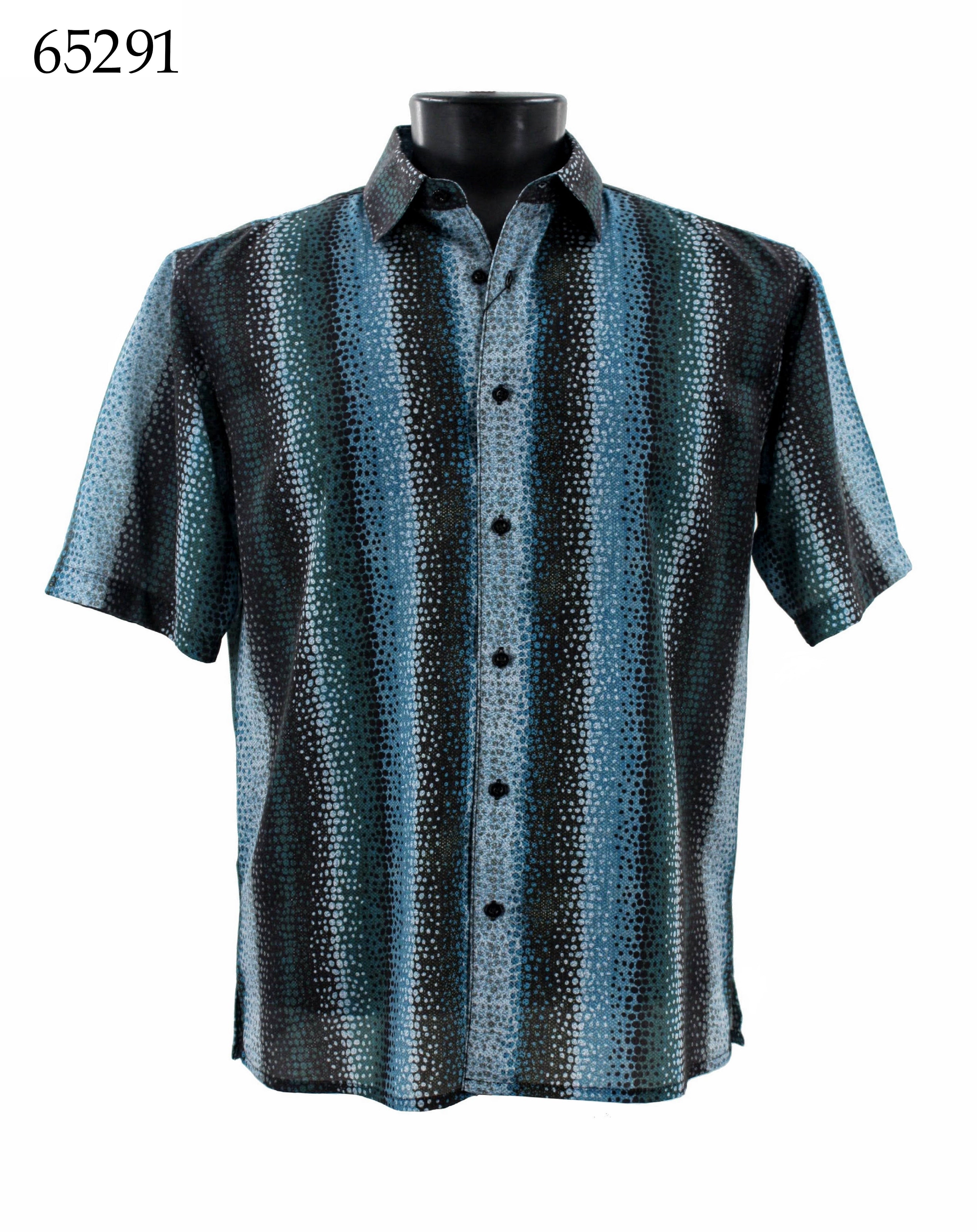 Bassiri Men's Short Sleeve Casual Shirt 65291 - Comfortable Breathable Button Down Shirt for Office, Travel & Summer Outfits