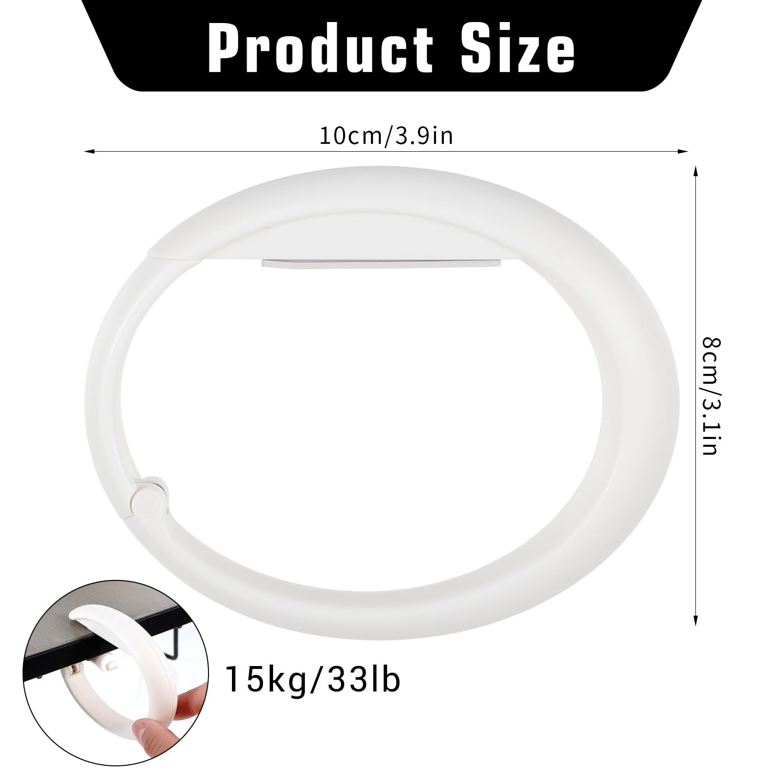 2Pcs Heavy Duty C-Shaped Purse Hanger for Table - Foldable Bag Hook Holder for Handbags, Purses & Heavy Items - Durable Desk Hanger for Restaurants, Travel & Shopping (White)