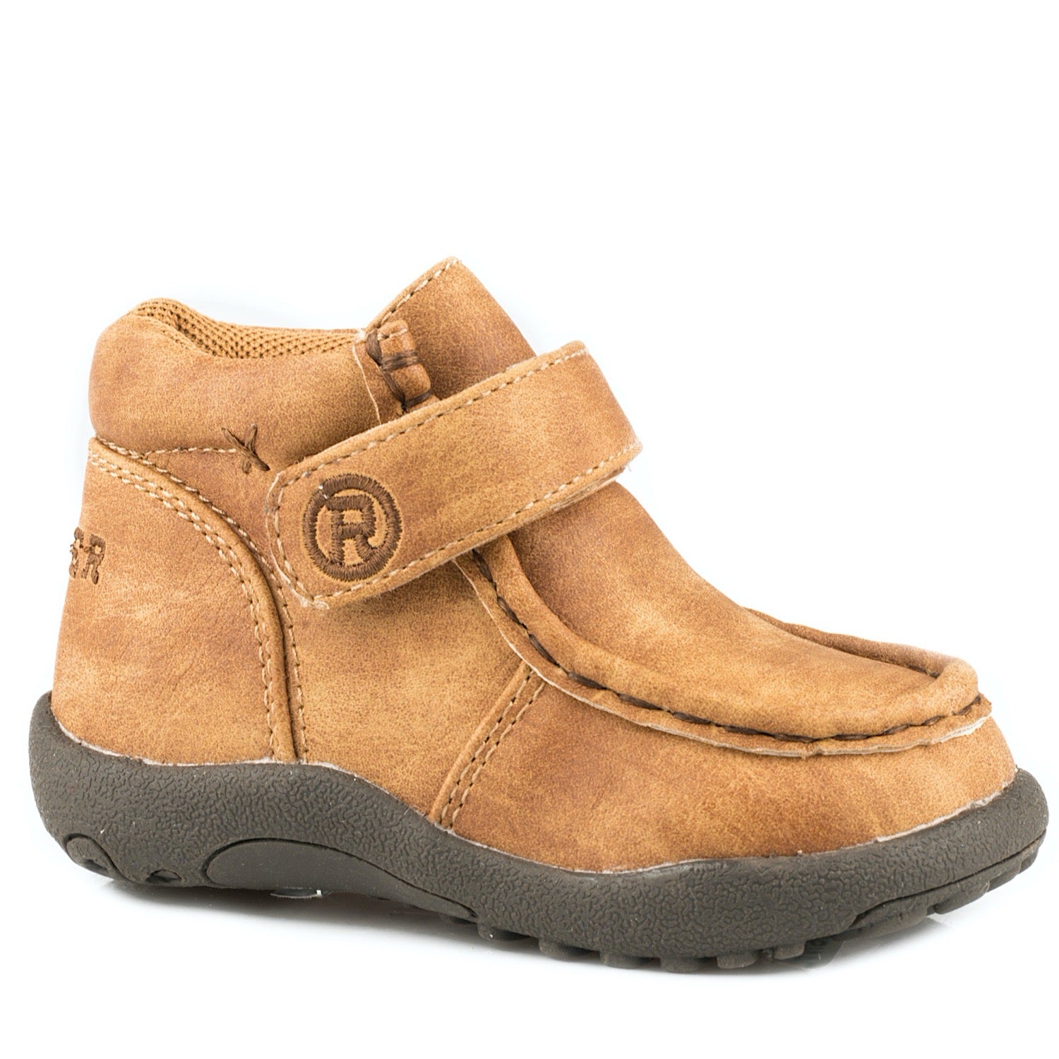 Roper Infant Cowboy Moccasins - Soft Leather Baby Booties for Boys & Girls - Tan Western Style First Walkers - Perfect for Photoshoots, Parties and Western-Themed Events