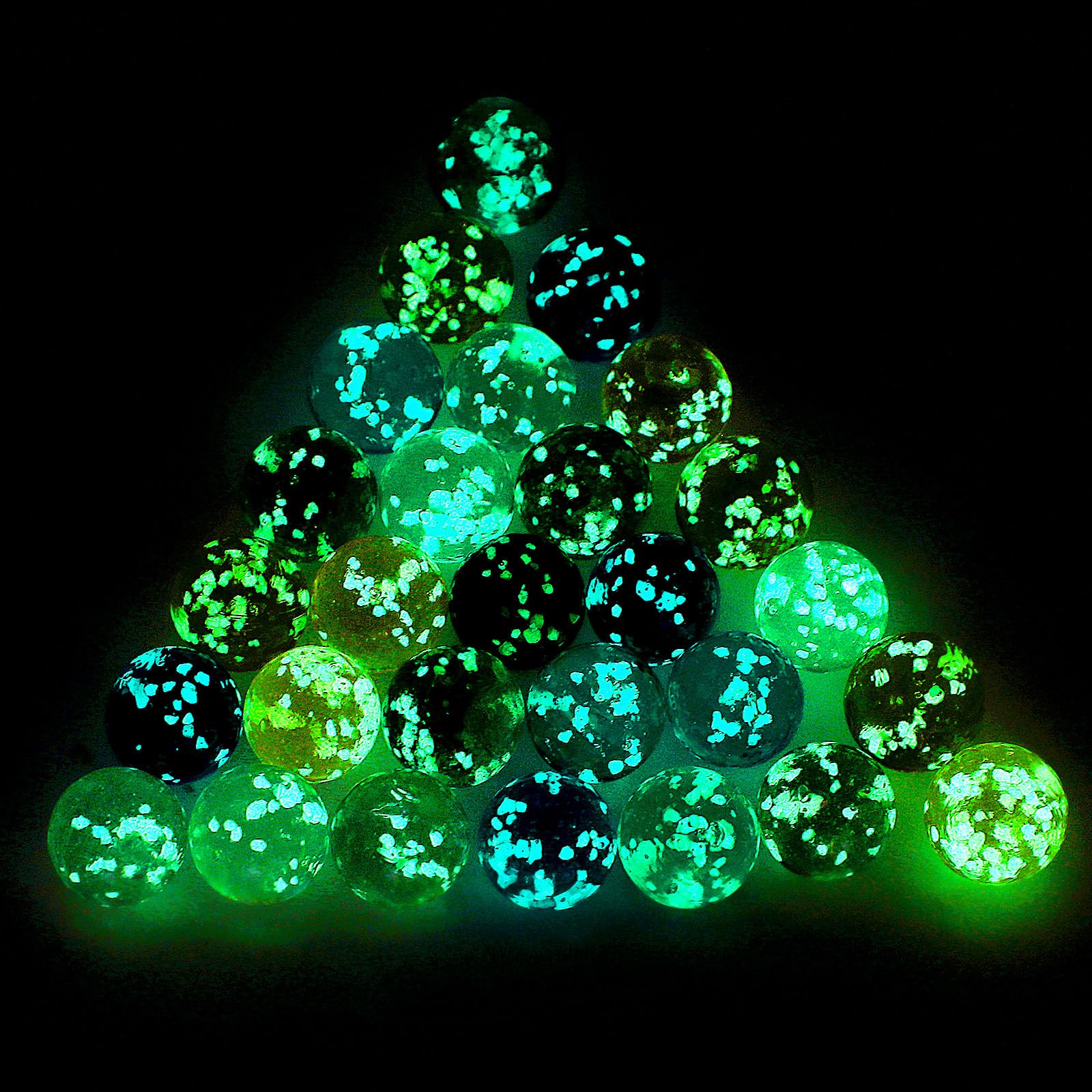 Skylety 20-Piece Large Glow in The Dark Marbles (20mm) - Bulk Luminous Colorful Handmade Glass Marbles for Kids Science Toys, DIY Decorations & Nighttime Games - Perfect for Sensory Play, Science Experiments, and Home Decoration