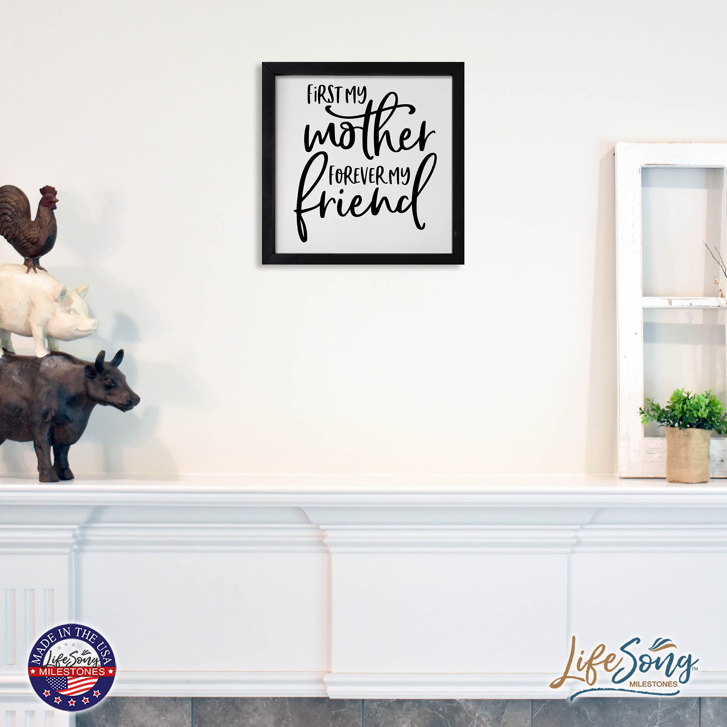 LifeSong Milestones Custom Inspirational Wooden Wall Art - 7x7 Framed Shadow Box with Funny Modern Quotes, Perfect for Home Decor, Office Gift & Friendship Keepsake (Black)