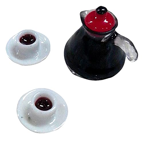 1:12 Miniature Coffee Pot & Cup Set - Dollhouse Kitchen Accessories, Mini Decor for Dollhouse, Bar & Play Scenes - Perfect Gift for Collectors & Enthusiasts