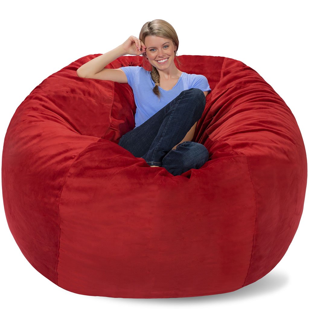 Premium Memory Foam Bean Bag Chair - Ultra Soft & Ergonomic Lounger for Adults & Teens (New York Red Pebble) - Perfect for Gaming, Reading & Relaxing in Bedroom, Dorm or Living Room