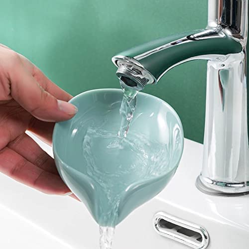 Self-Draining Plastic Soap Stand Holder for Bathroom & Kitchen Sink - Magic Stickers Included - Leaf Design Soap Dish (2-Pack) - Perfect for Showers, Countertops, and Vanity Organization