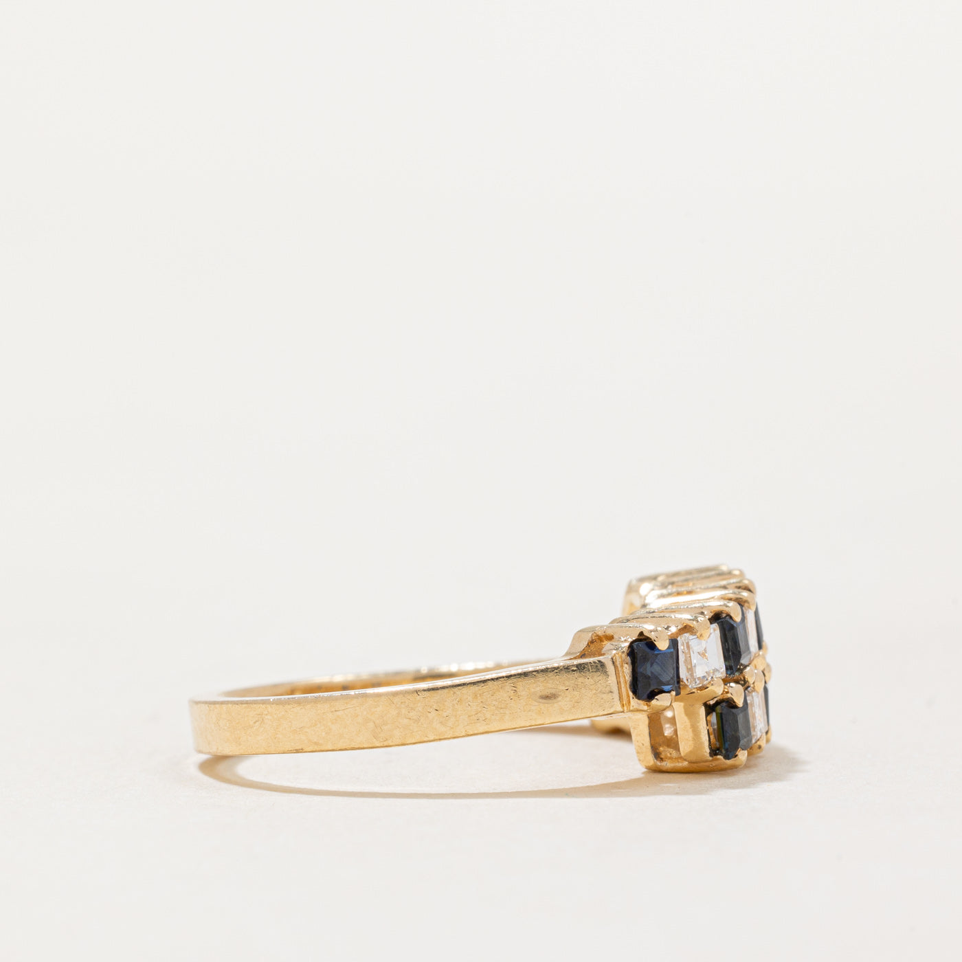 Elegant Sapphire & Diamond Double Row Ring - 0.48ctw Gemstones, 0.30ctw Diamonds - Size 6.25 - Perfect for Weddings, Anniversaries & Special Occasions