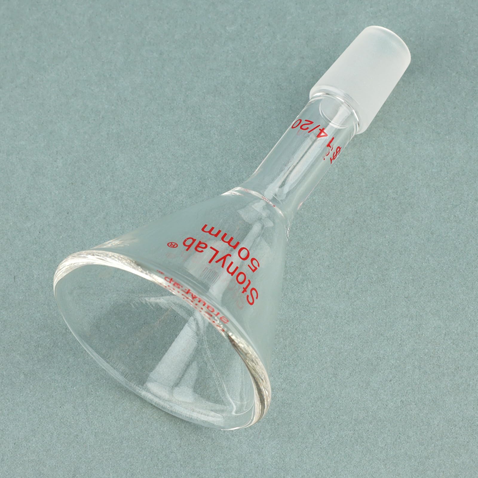 Stonylab Borosilicate Glass Powder Funnel - 50mm Diameter, 14/20 Joint Size with Short Neck - Ideal for Chemistry Labs, Scientific Experiments & DIY Projects