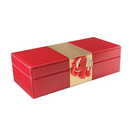 Elegant Red and Gold Elephant Jewelry Box - Handmade Decorative Storage for Necklaces, Rings & Earrings - Perfect Gift for Women, Home Decor & Organizer