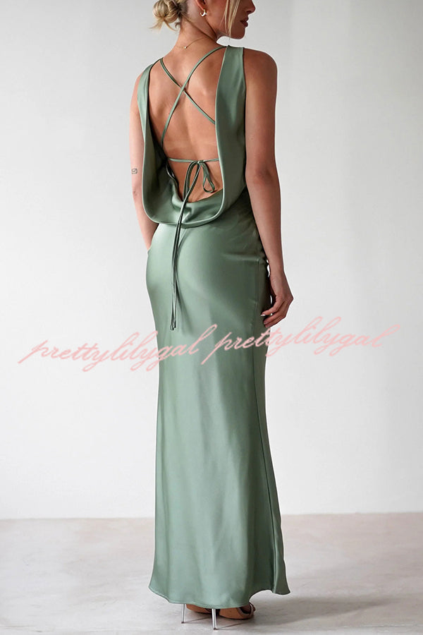 Elegant Solid Color Backless Lace-Up Slim Maxi Dress for Women - Perfect for Evening Parties, Weddings & Date Nights