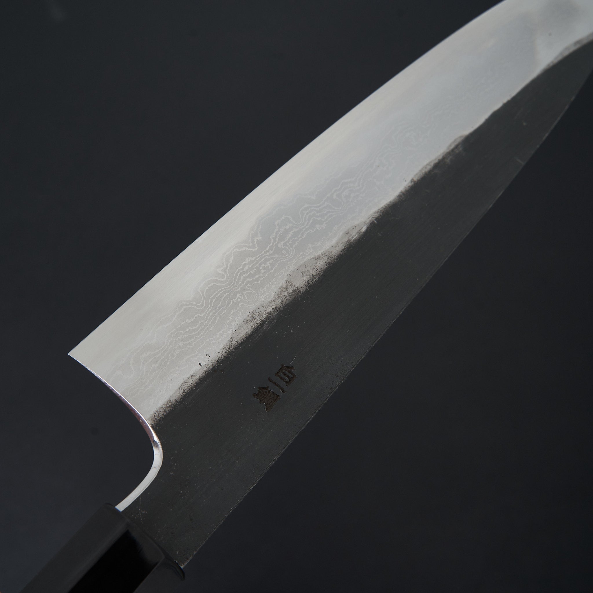 Hitohira Togashi White #1 Kurouchi Damascus Gyuto 240mm Japanese Chef Knife with Burnt Yakusugi Handle - Perfect for Sushi, Meat Slicing & Professional Kitchen Use