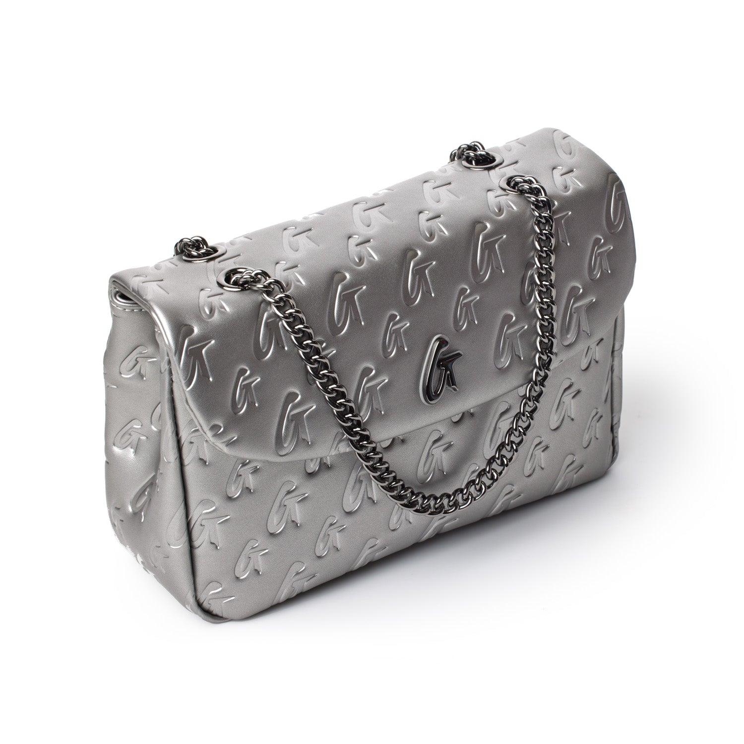 MEDIUM MONOGRAM FLAP BAG PLATINUM - Luxury Designer Crossbody Purse for Women, Fashionable Shoulder Handbag with Gold Chain Strap - Perfect for Date Night, Parties & Evening Events