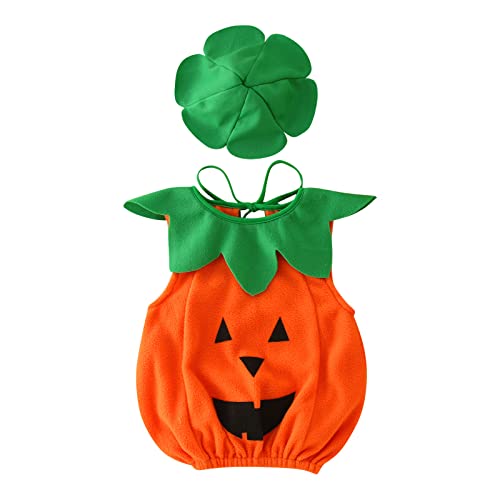 Adorable Baby Bear Pumpkin Vest with Hat - Sleeveless Halloween Outfit for Newborn, Infant, Toddler Boys & Girls - Perfect for Halloween Costumes, Photo Shoots & Seasonal Celebrations