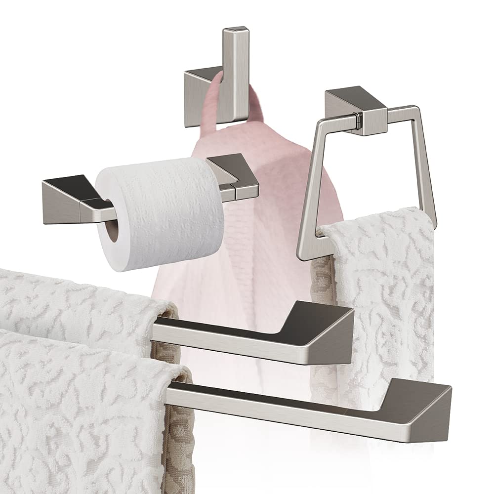 Amerock Brushed Nickel Blackrock 5-Piece Bathroom Accessories Set - Shower, Sink & Vanity Organizer for Modern Home Decor