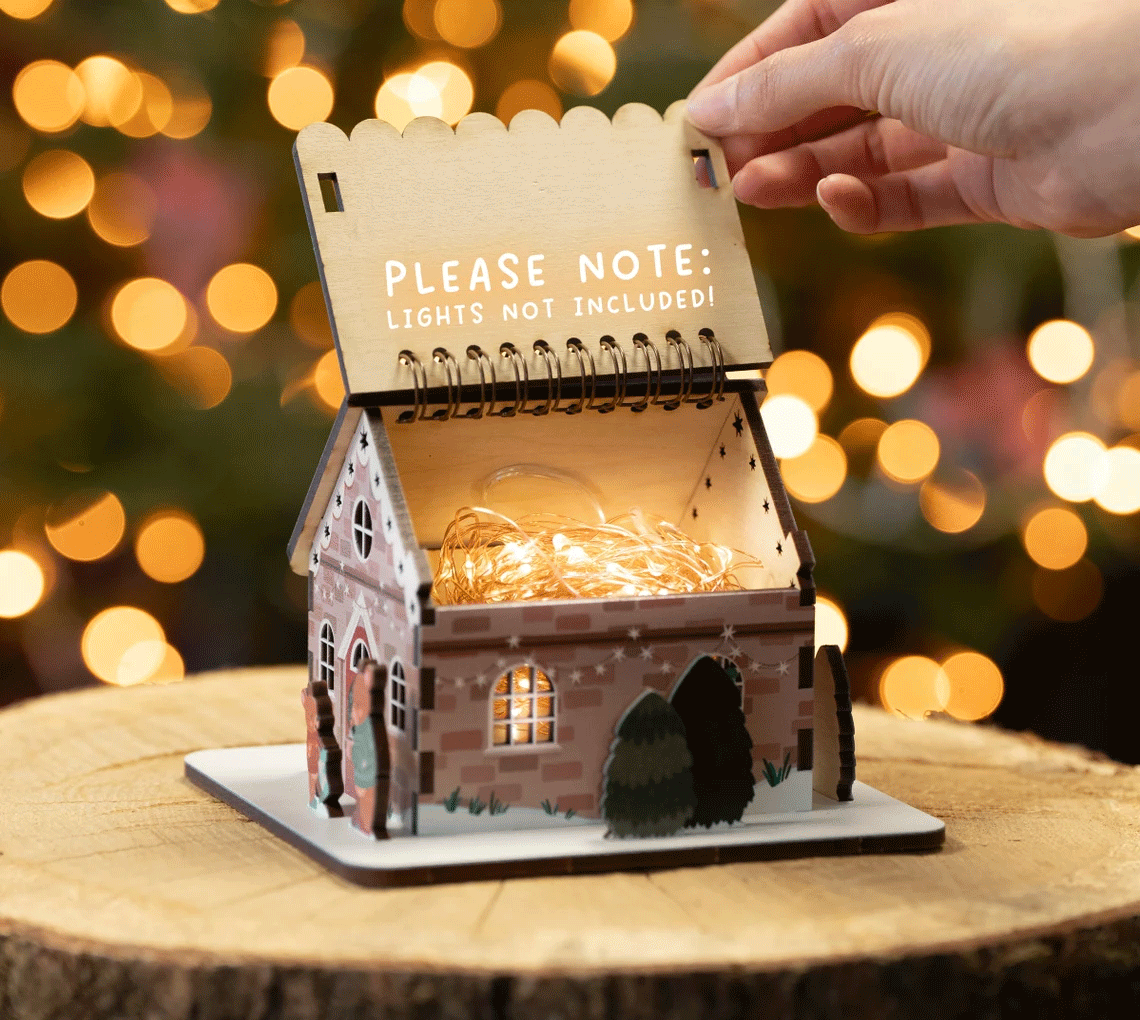 Christmas House Pop Advent Calendar Deluxe Box by Dapple & Dot - 24 Days Countdown to Christmas with Fun Surprises | Perfect Holiday Gift for Kids & Family Decor