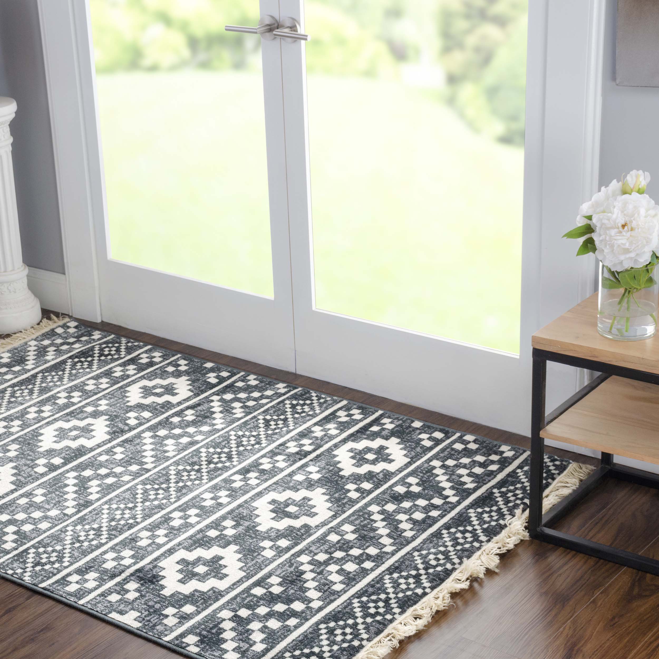 Stylish Geometric Diamond Pattern Indoor Area Rug & Runner - Soft Non-Slip Floor Carpet for Living Room, Bedroom, Hallway | Home Decor & Modern Interior Design
