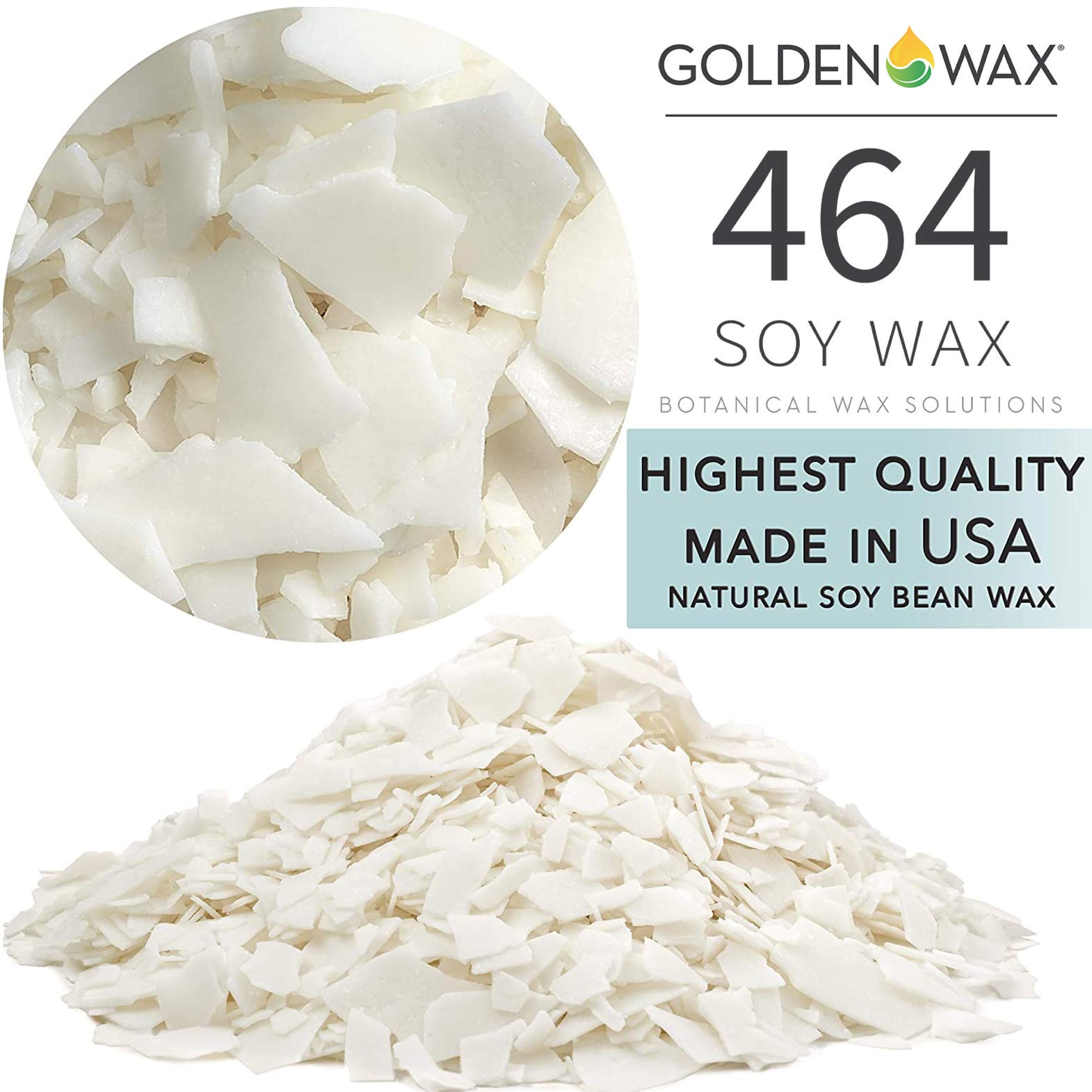 Golden Brand 464 Premium Soy Wax Flakes - 45 LB All Natural Candle Making Supplies for DIY Candles, Wax Melts & Home Fragrance - White GW-464 for Aromatherapy, Gifts & Relaxation