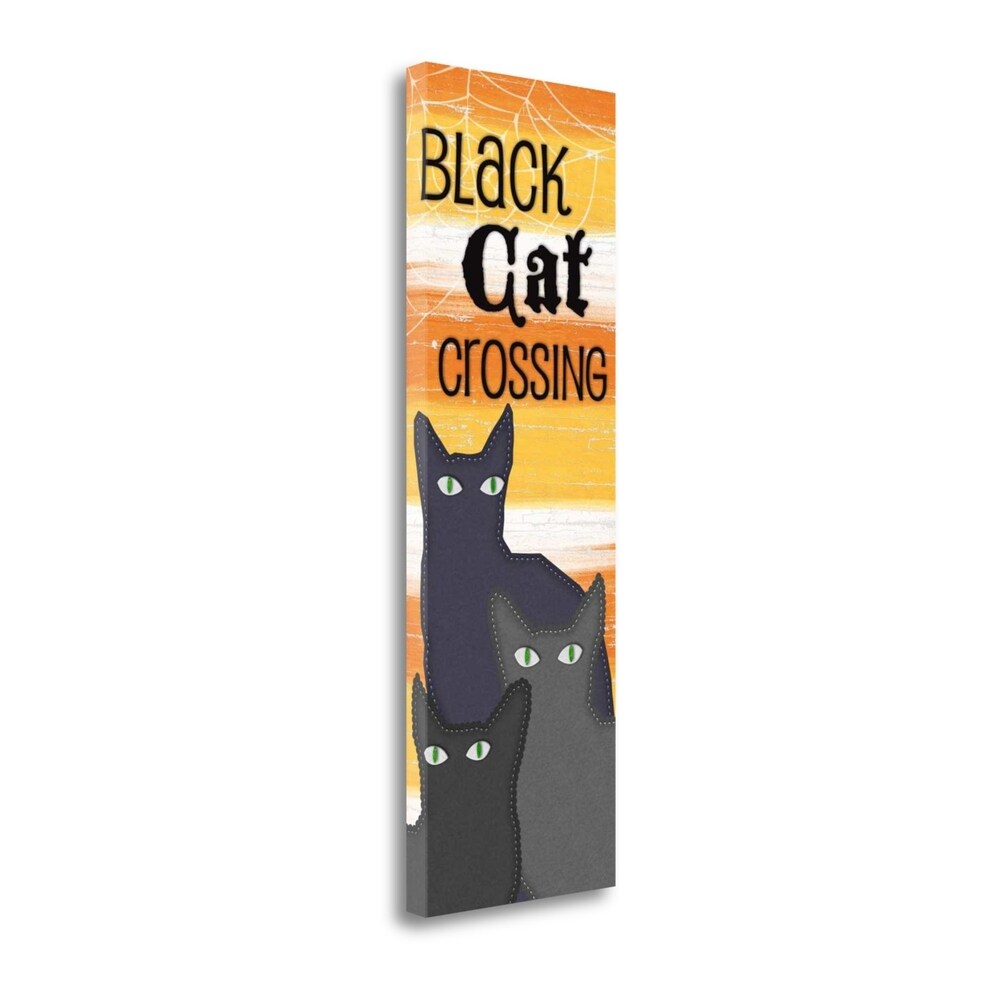 Black Cat Crossing by Linda Woods - Premium Fine Art Giclee Print on Gallery Wrapped Canvas, Ready to Hang Wall Decor for Living Room, Bedroom & Office
