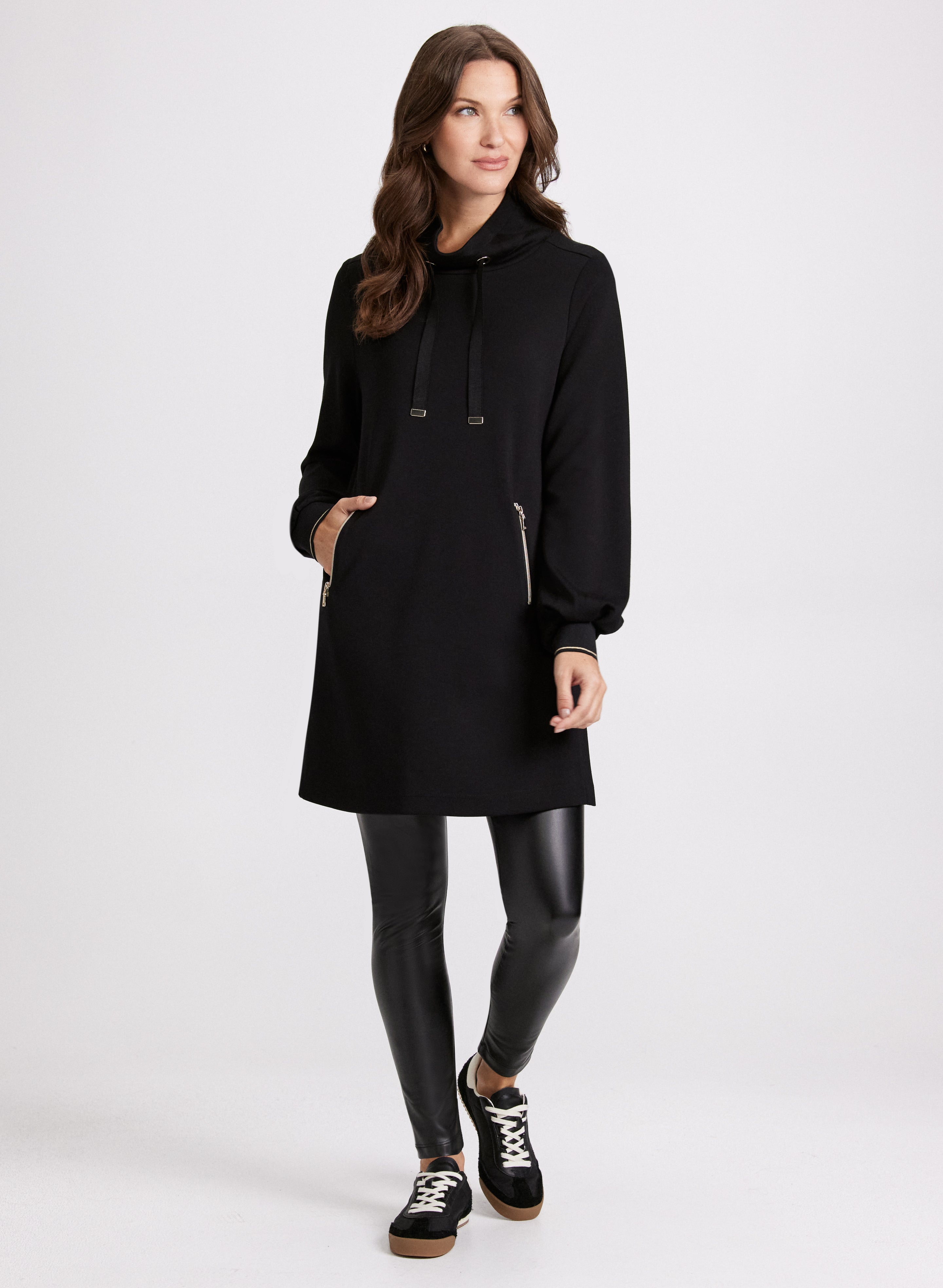 Elegant Cowl Neck Tunic Top for Women - Soft Stretchy Long Sleeve Blouse - Perfect for Work, Date Night & Casual Outfits