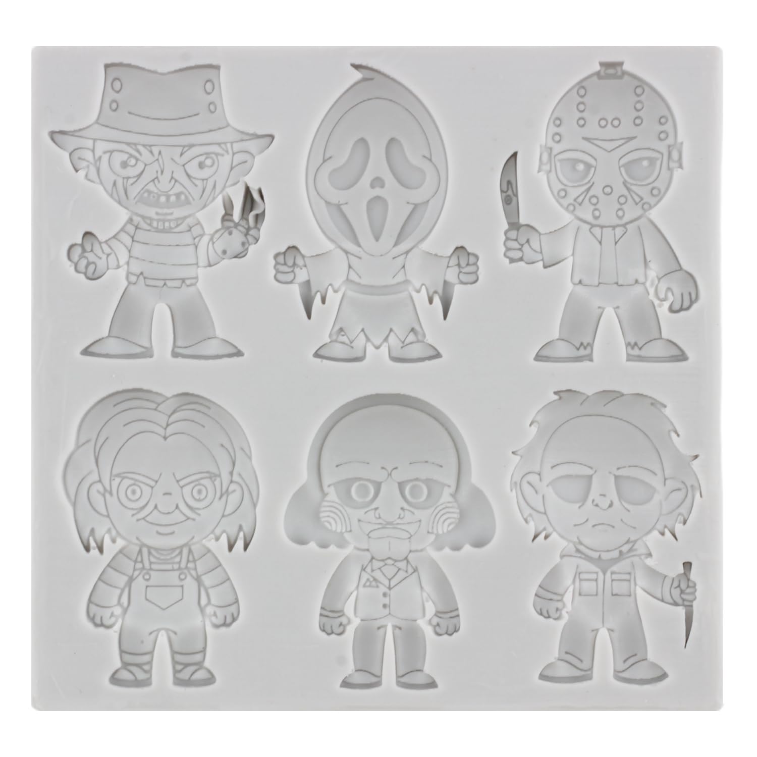 Scary Movie Characters 3D Silicone Fondant Molds Set of 2 - Halloween Cake Decorating, Cupcake Toppers for Candy, Chocolate, Gum Paste & Polymer Clay - Perfect for Horror Themed Parties & DIY Decor