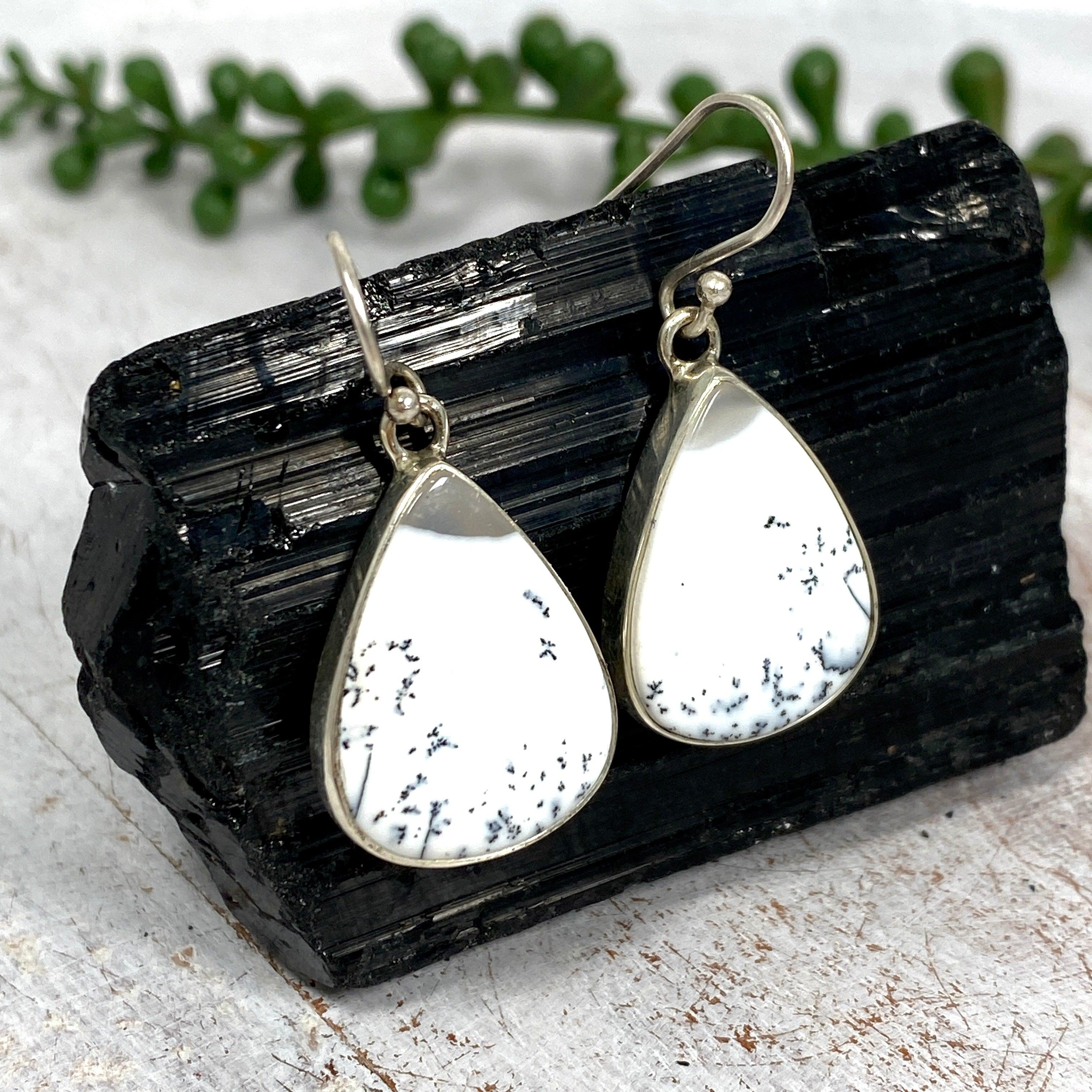 Exquisite Dendritic Opal Teardrop Earrings KEGJ1017 - Elegant Handmade Jewelry for Women, Perfect for Weddings, Parties & Special Occasions