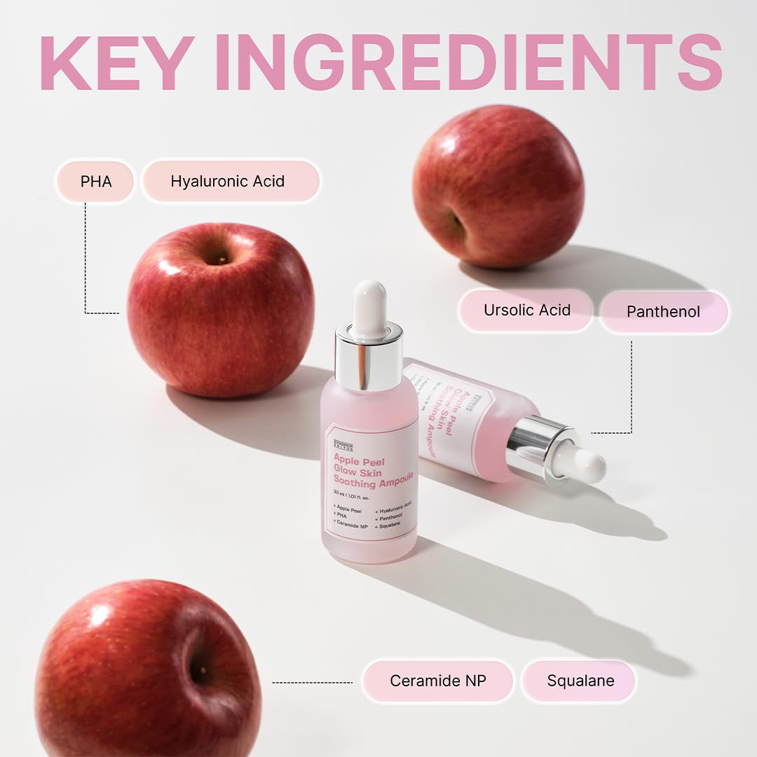 SUNGBOON EDITOR Apple Peel Glow Skin Soothing Ampoule - Korean Facial Serum for Gentle Exfoliation & Smooth Glowing Skin | Hydrating & Brightening Treatment for Dry, Dull & Sensitive Skin | Perfect for Night Routine & Pre-Makeup Prep