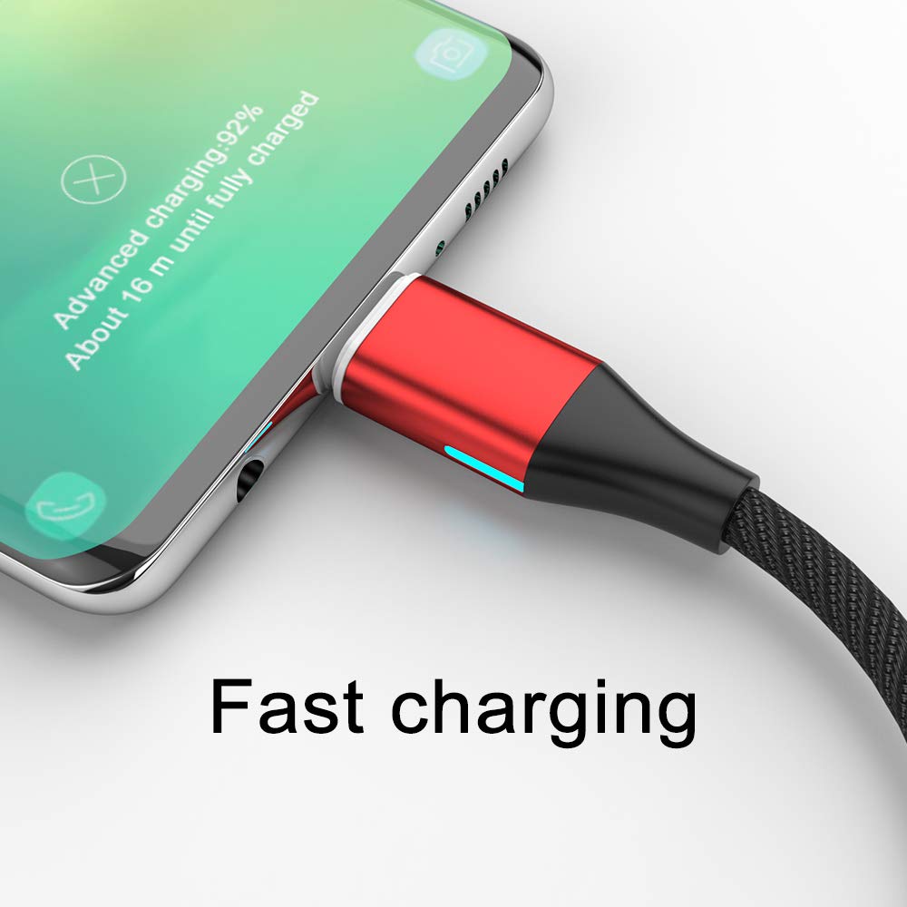 NETDOT Gen10 Magnetic Charging Cable - 2-in-1 Nylon Braided USB-C & Micro-USB Fast Charger (1ft, 2 Pack, Red) | Perfect for iPhone, Android, Tablets at Home, Office or Travel
