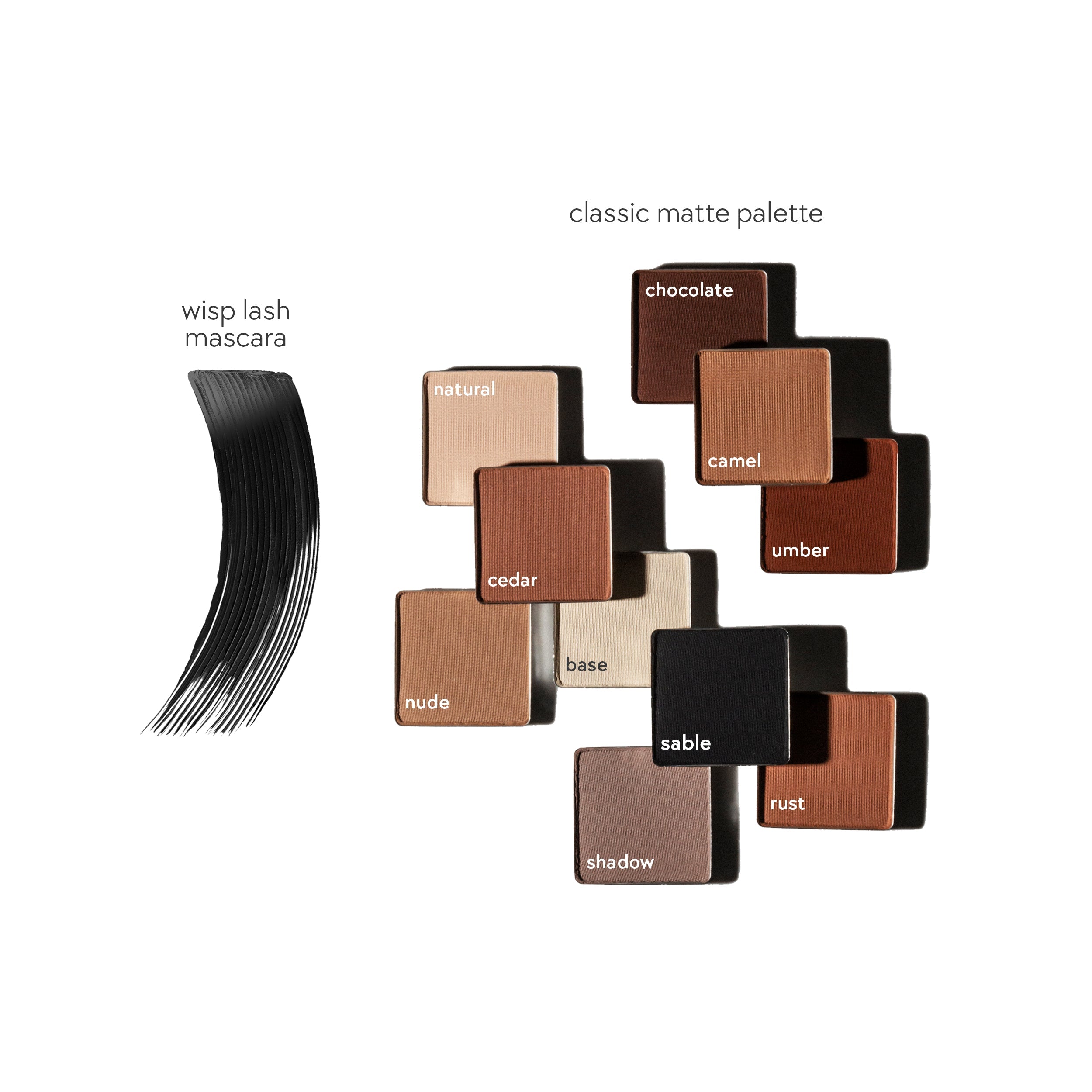 Wisp Lash Mascara & Classic Matte Eyeshadow Palette Duo - Volumizing Mascara & Neutral Matte Eyeshadows for Everyday Makeup Looks | Perfect for Day to Night Makeup Transition