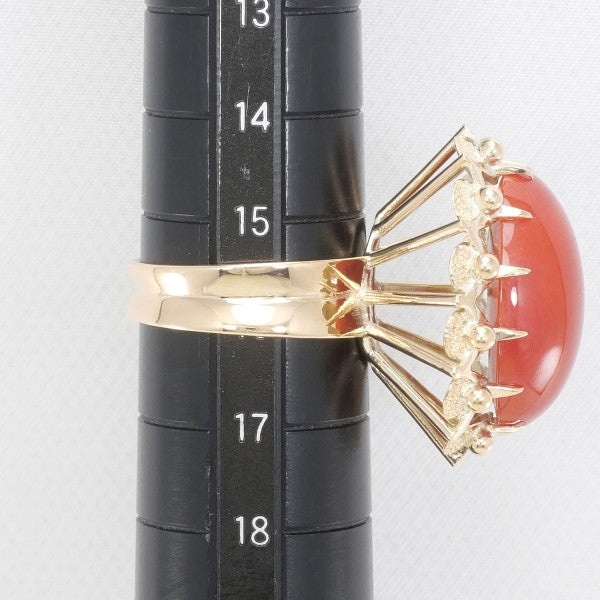 18K Yellow Gold Coral Ring for Women - Elegant Handmade Jewelry Gift for Birthday, Anniversary & Special Occasions