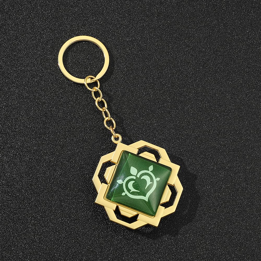 Luminous Liyue Vision Keychain - 2 Sides 3D Dendro Element Charm Keyring for Car Keys, Cosplay & Gifts | Anime Game Accessories for Genshin Impact Fans | Perfect for Keychains, Bag Charms & Collectibles
