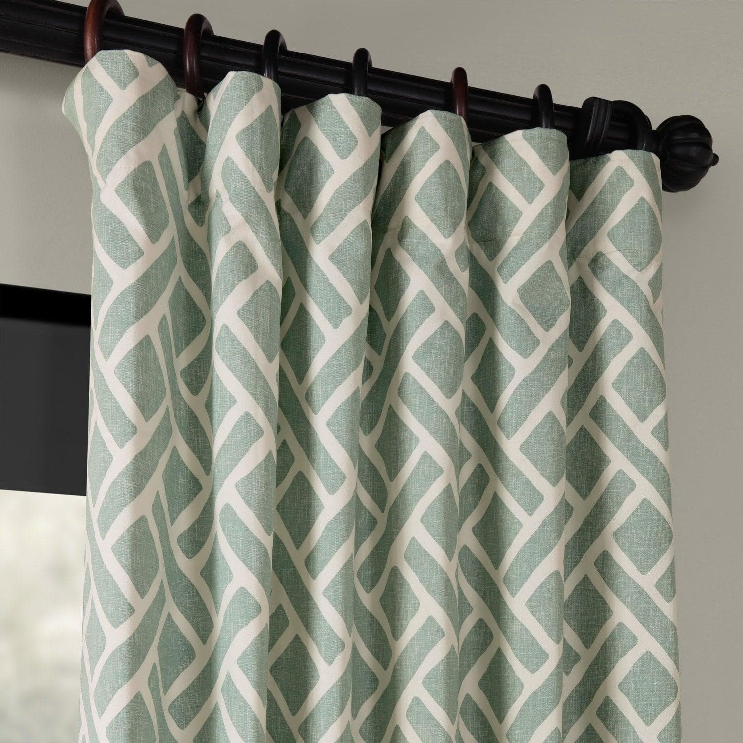 Martinique Aqua Geometric Printed Cotton Blackout Curtains for Living Room & Bedroom - Stylish Window Treatment for Light Control & Privacy