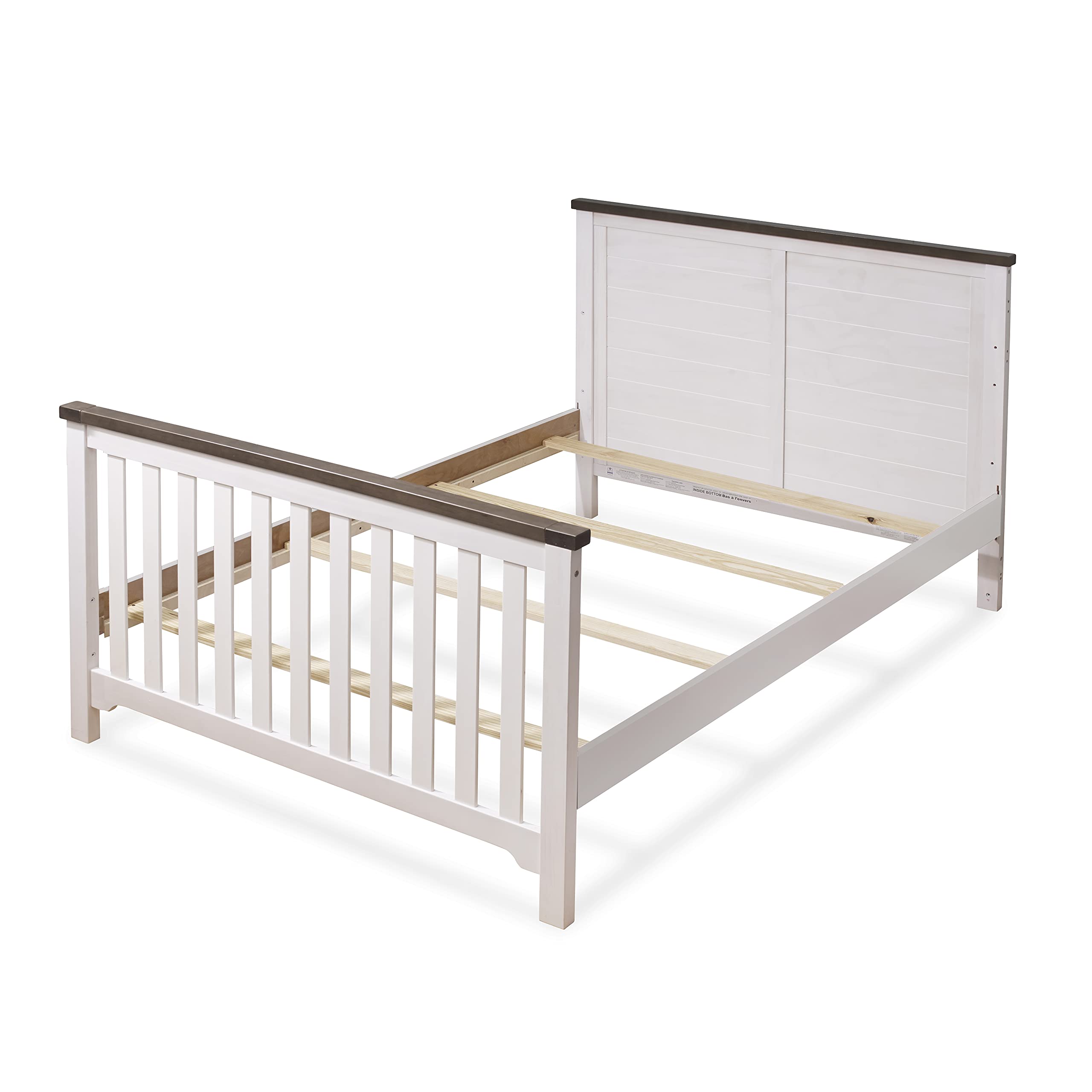 Sorelle Furniture Toddler to Full-Size Bed Conversion Kit with Adult Safety Rails - Solid Wood Crib Transition System in Weathered White (#233) | Perfect for Nursery Upgrade & Child Room Safety
