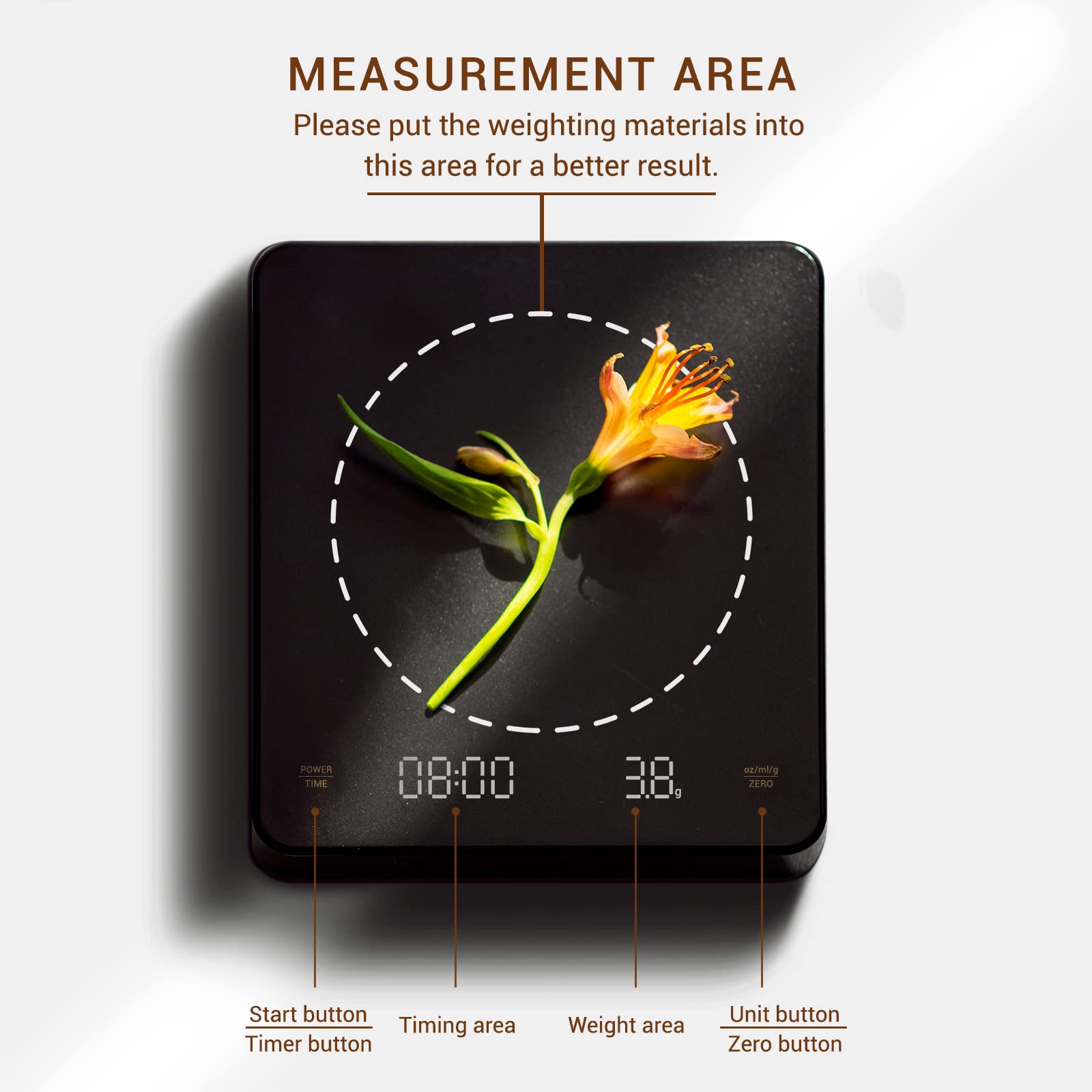EMPO Digital Coffee Scale with Timer - 3000g Precision Espresso & Brew Drip Scale, Kitchen Baking Scale with Auto Timing Function | Perfect for Home Baristas, Coffee Shops & Baking Enthusiasts