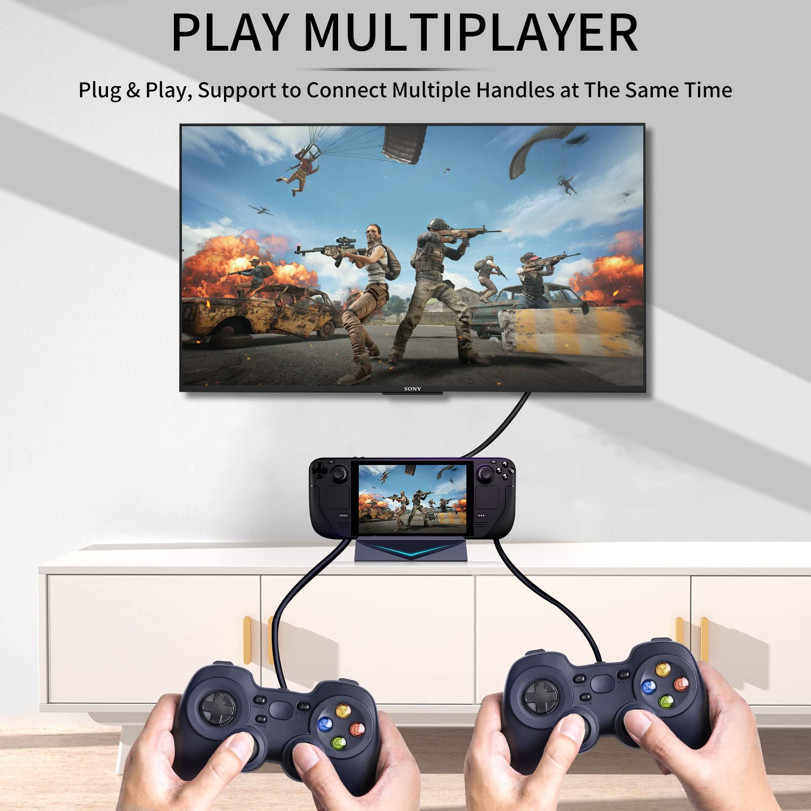 Steam Deck Dock with HDMI Cable & 45W USB-C Fast Charger - 6-in-1 Docking Station for Steam Deck with 4 USB 3.0 Ports, 4K/1080P Output - Perfect for Gaming, Streaming & Work Setup