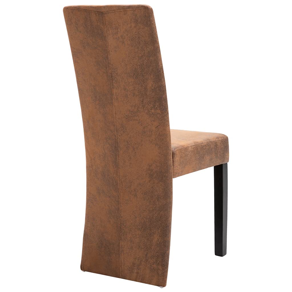 Modern High Back Dining Chairs Set of 4 - Brown Faux Suede Leather Upholstered Kitchen & Dining Room Chairs - Comfortable Living Room & Bedroom Side Chairs for Home Decor & Entertaining