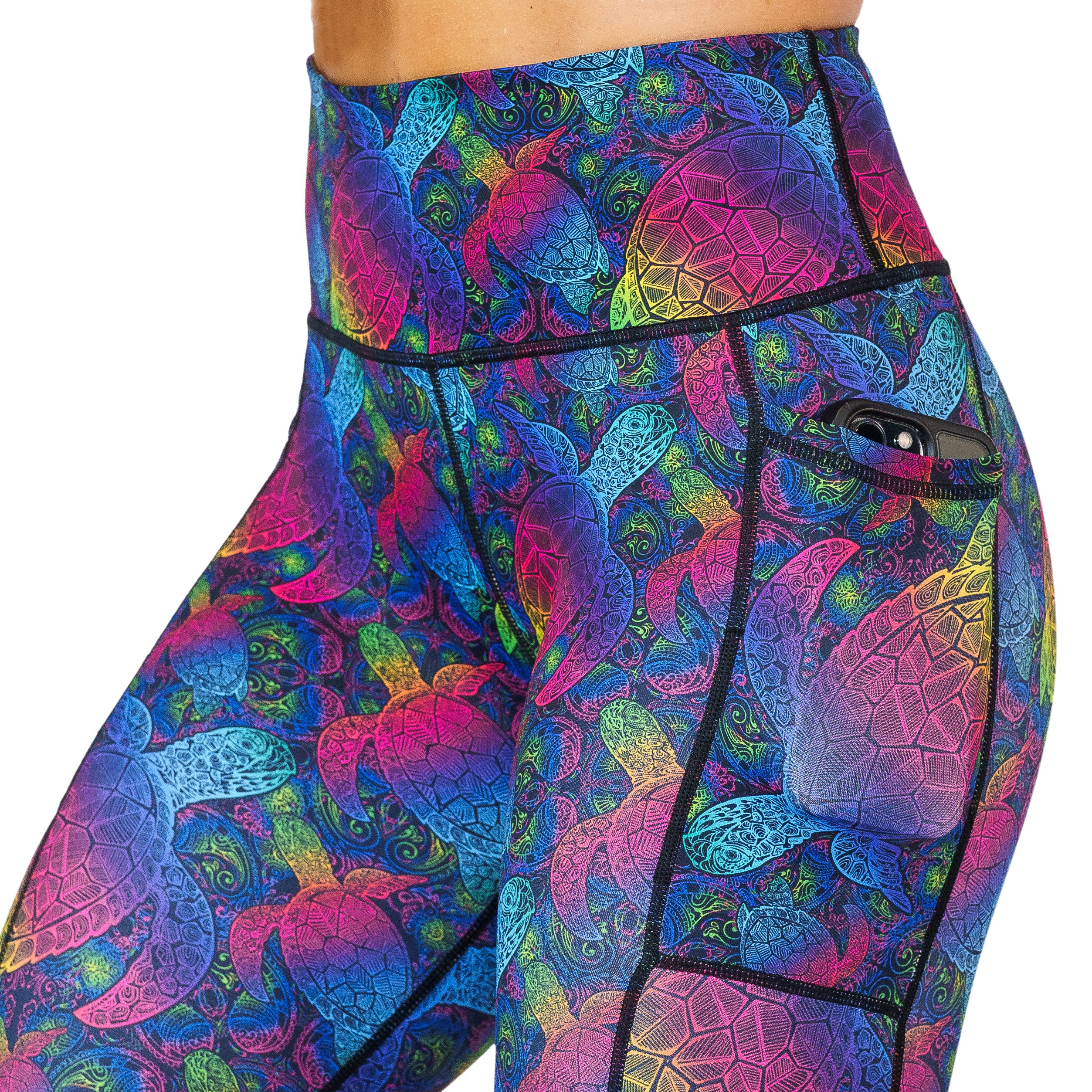 Rainbow Turtle Print Yoga Leggings for Women - High Waisted Stretchy Workout Pants - Perfect for Yoga, Running & Casual Wear