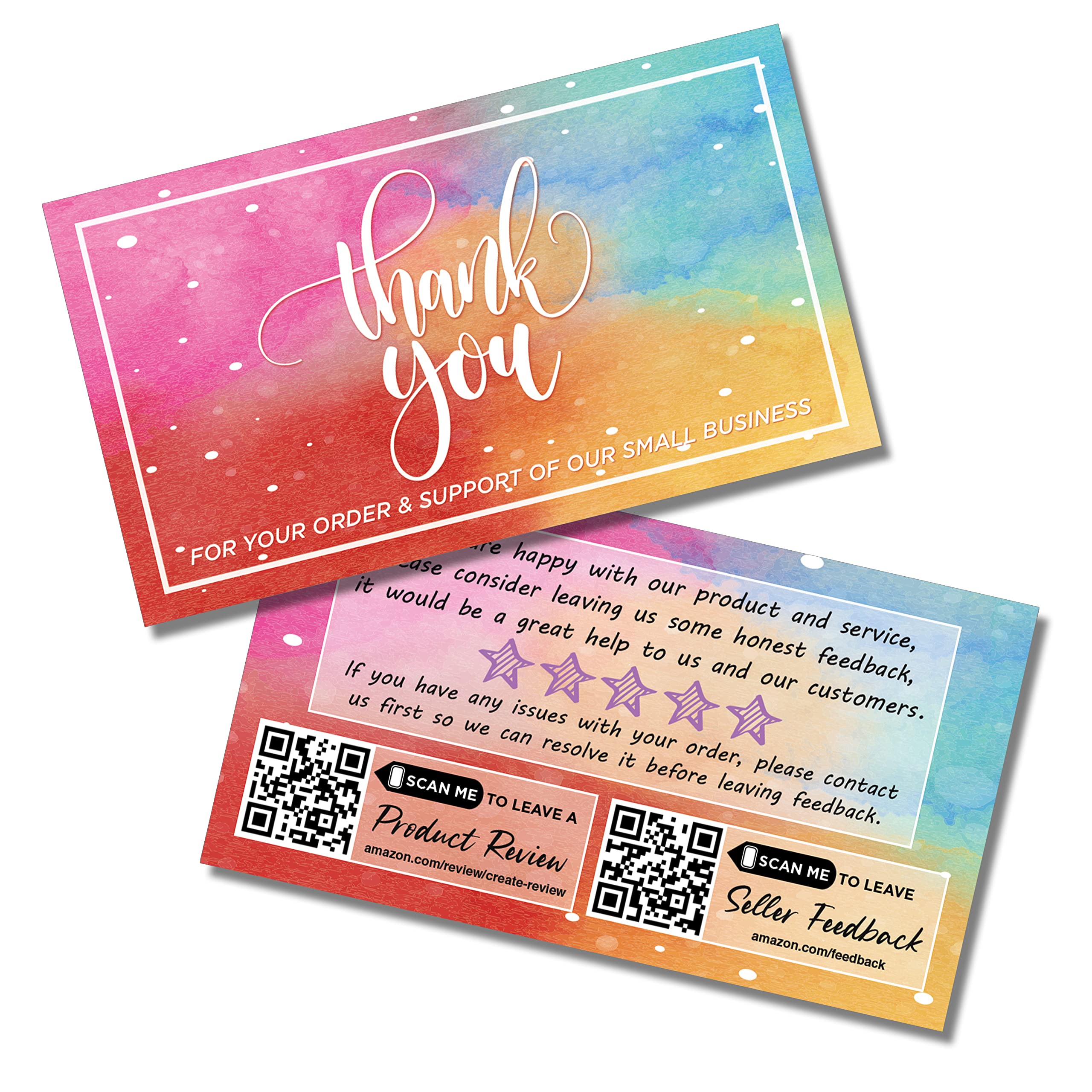 1000 Rainbow Pastel Thank You Cards (2