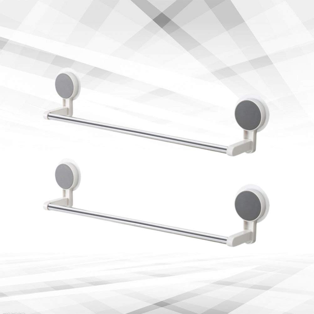 TOPBATHY 2-Pack White Suction Cup Wall Mounted Towel Holder - Bathroom & Kitchen Towel Hanger, Hand Towel Ring, Paper Towel Rack for Home, RV, Dorm Organization