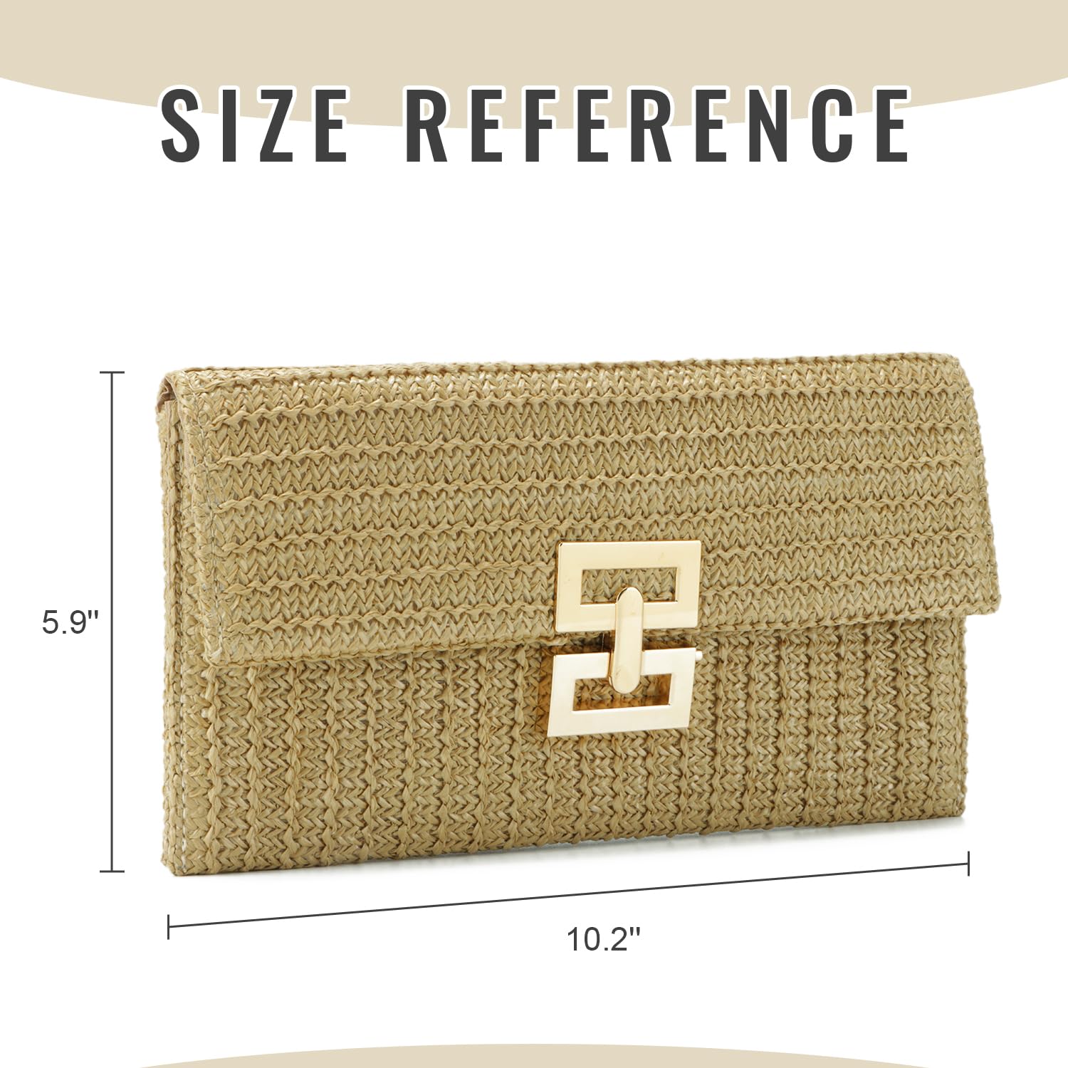 Women's Woven Straw Clutch Purse - Rattan Wicker Beach Bag for Summer, Weddings & Outdoor Events | Elegant Envelope Handbag for Parties, Vacations & Boho Fashion