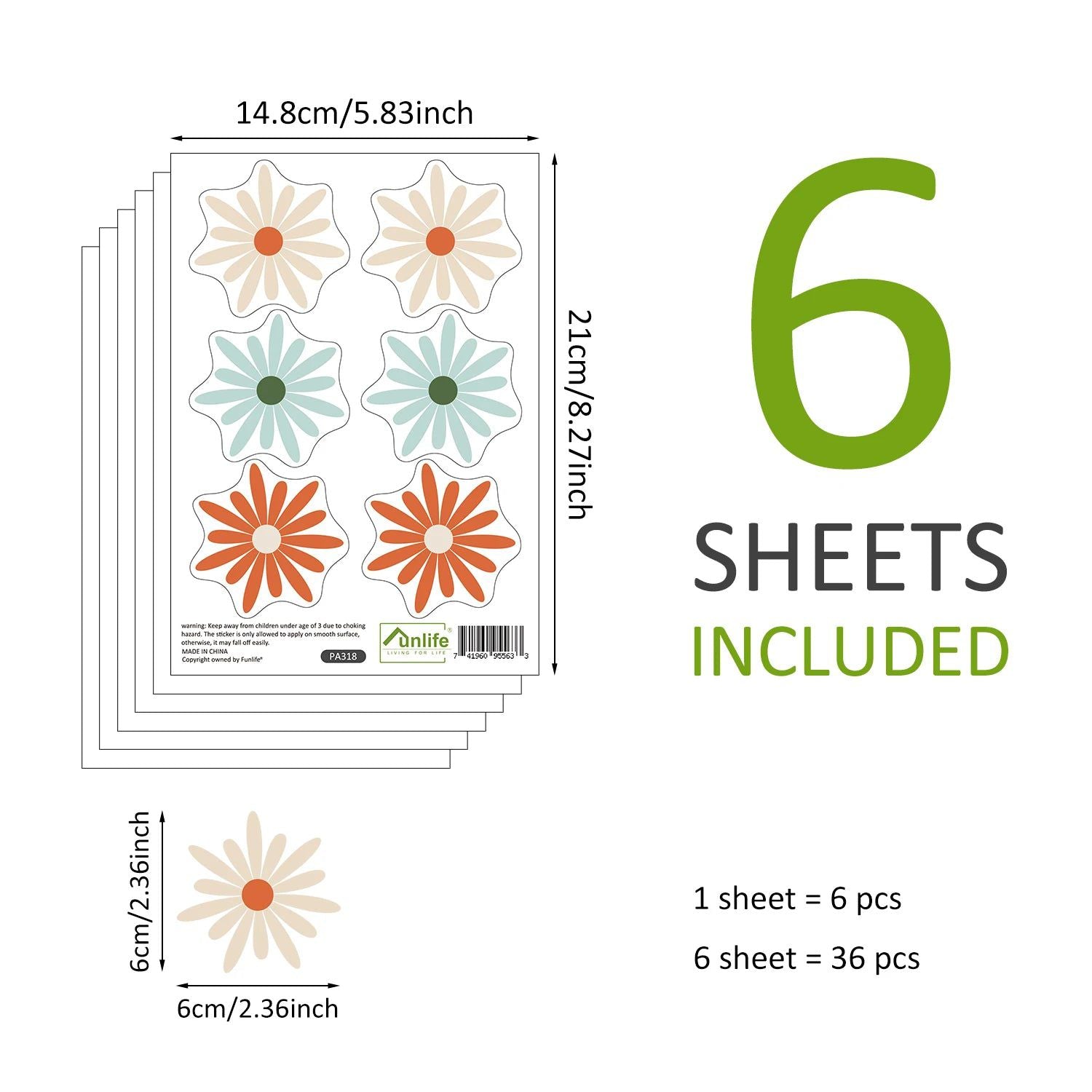 Boho Daisy Flower Wall Stickers - Self-Adhesive Nursery Wall Decals for Girls Room, Baby Shower Decor & Kids Bedroom - Peel and Stick Floral Wall Art