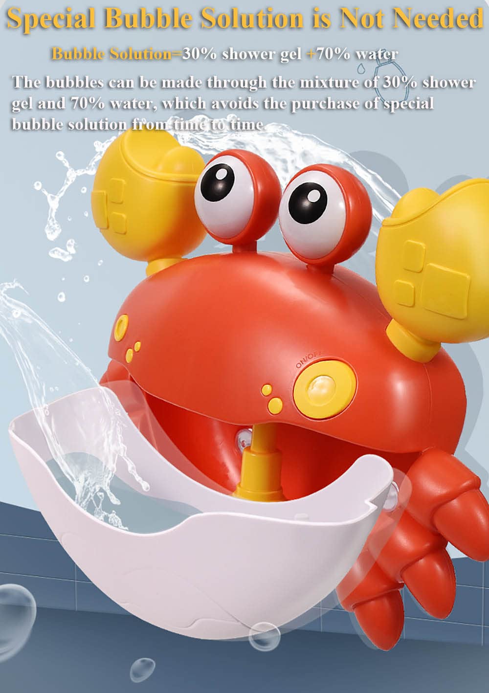 Electric Crab Bubble Maker for Bath Time - Kids Bathtub Toy with Music, LED Lights & Suction Cups | Fun Bubble Blower Machine for Toddlers & Baby Bath Play (Blue)