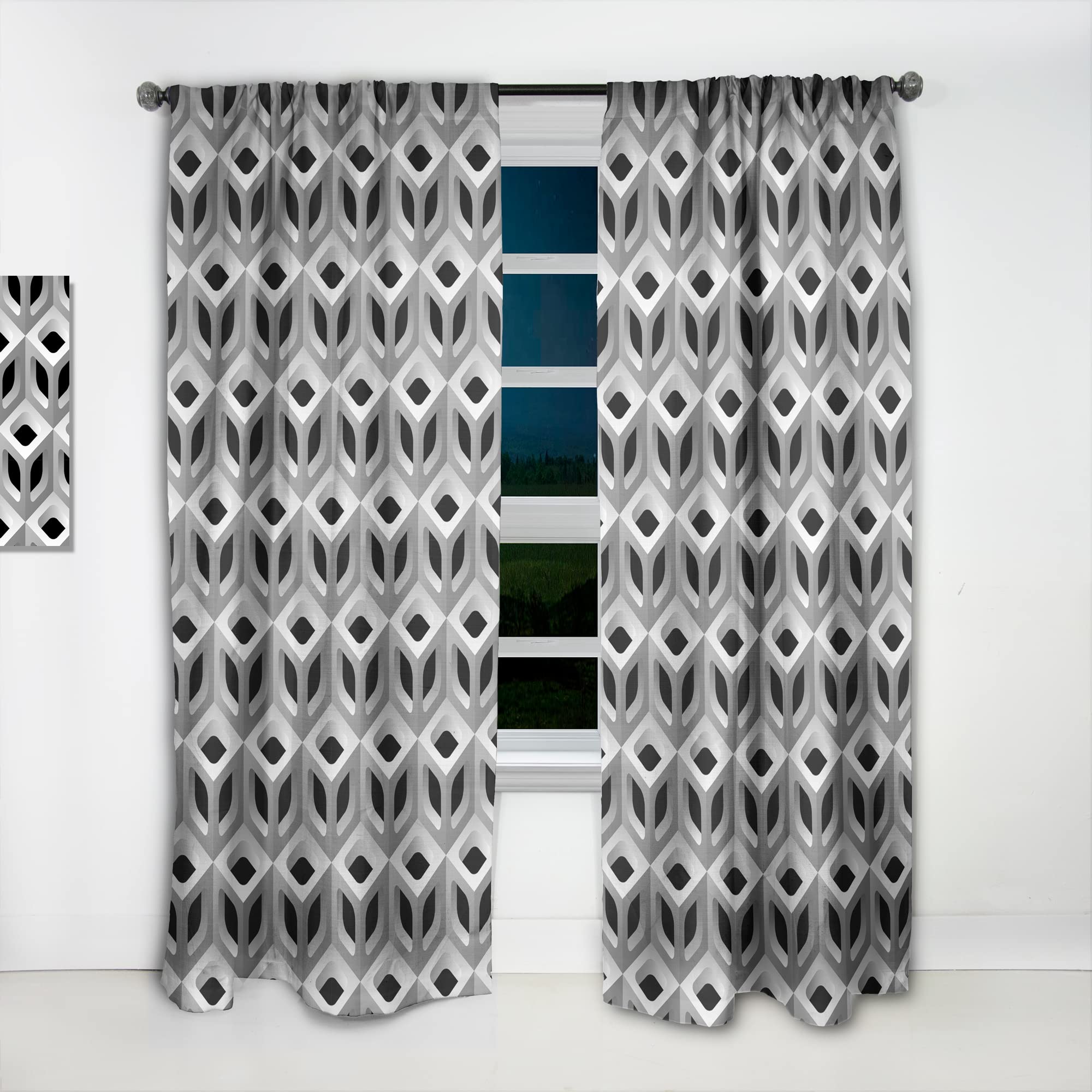 DesignQ 3D Lattice Pattern Thermal Insulated Curtains - Single Panel 52x95 Inch - Blackout Drapes for Bedroom & Living Room - Perfect for Home Decor and Light Control